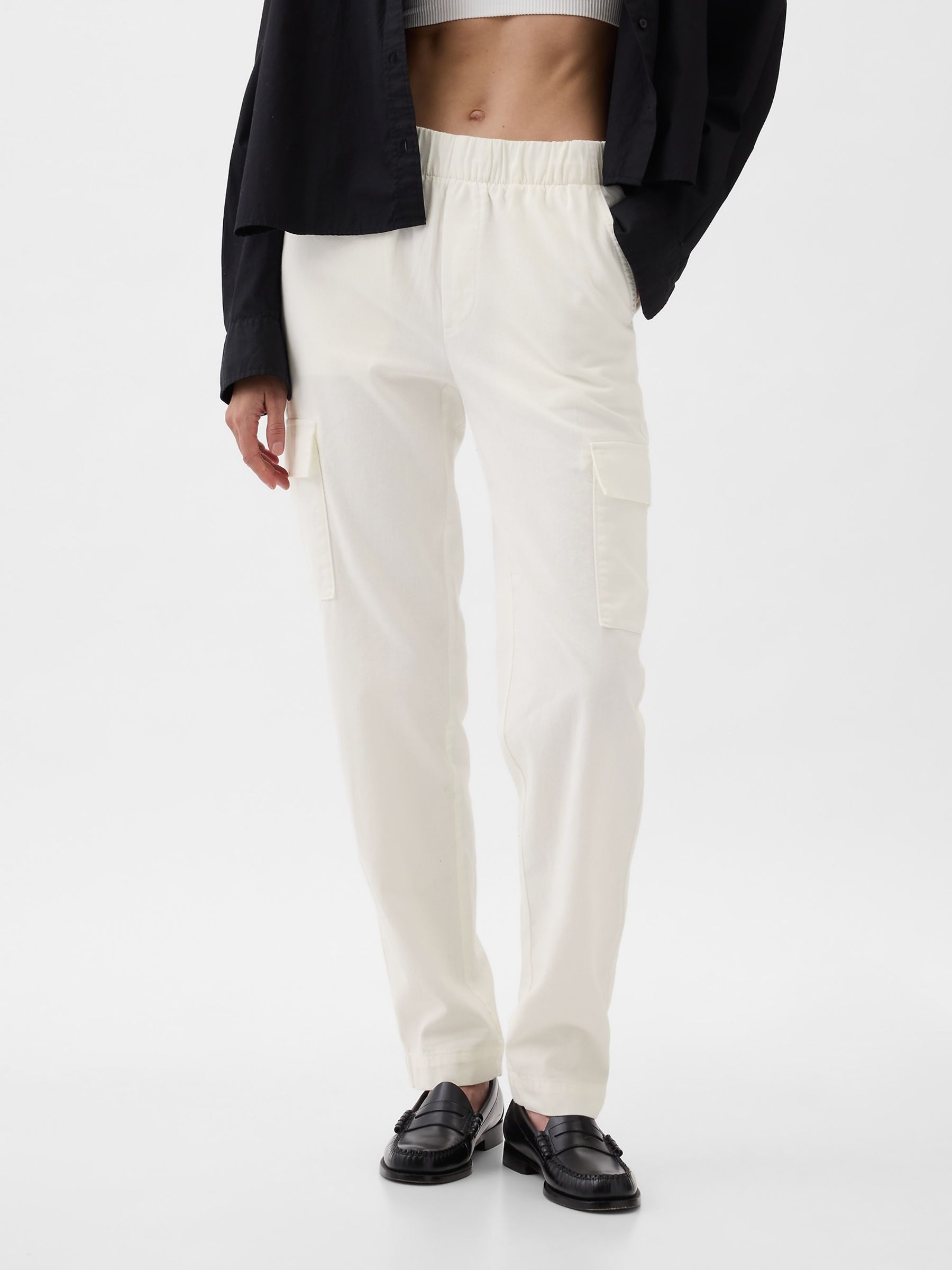 White Twill Cargo Trousers - Image 1 of 5