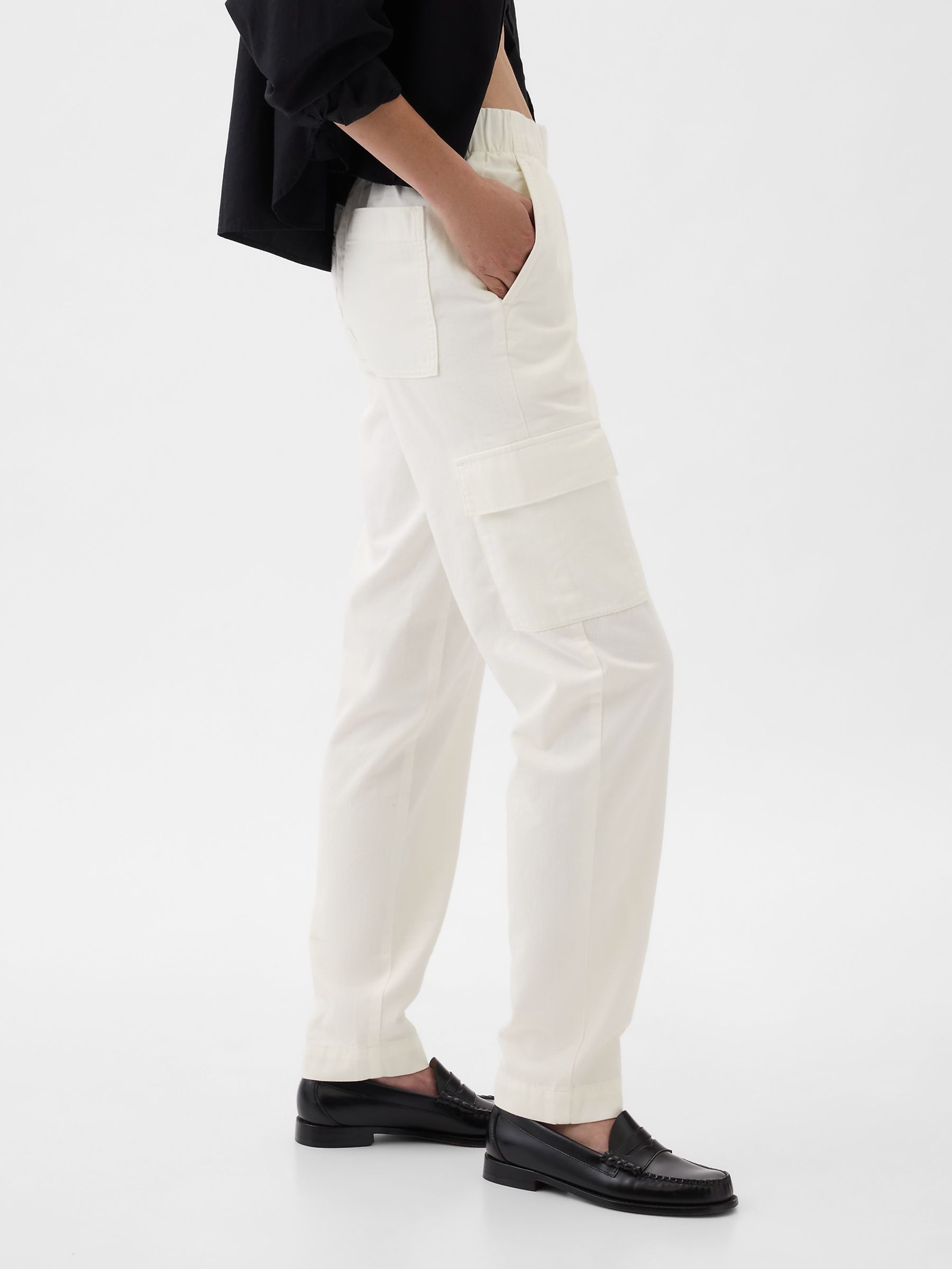 White Twill Cargo Trousers - Image 3 of 5