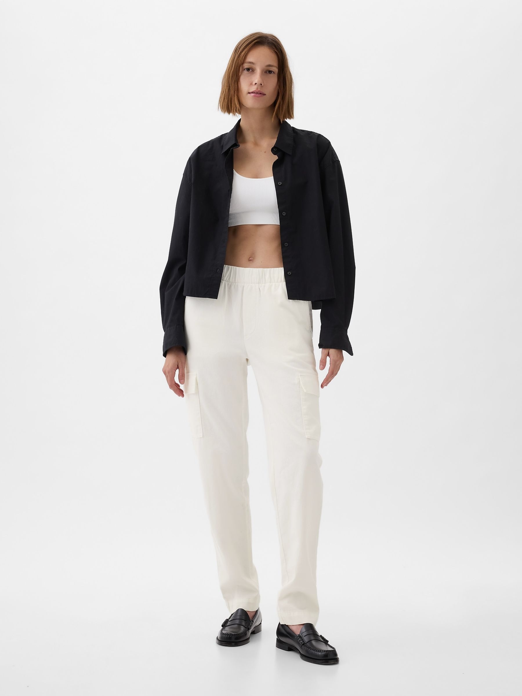 White Twill Cargo Trousers - Image 4 of 5