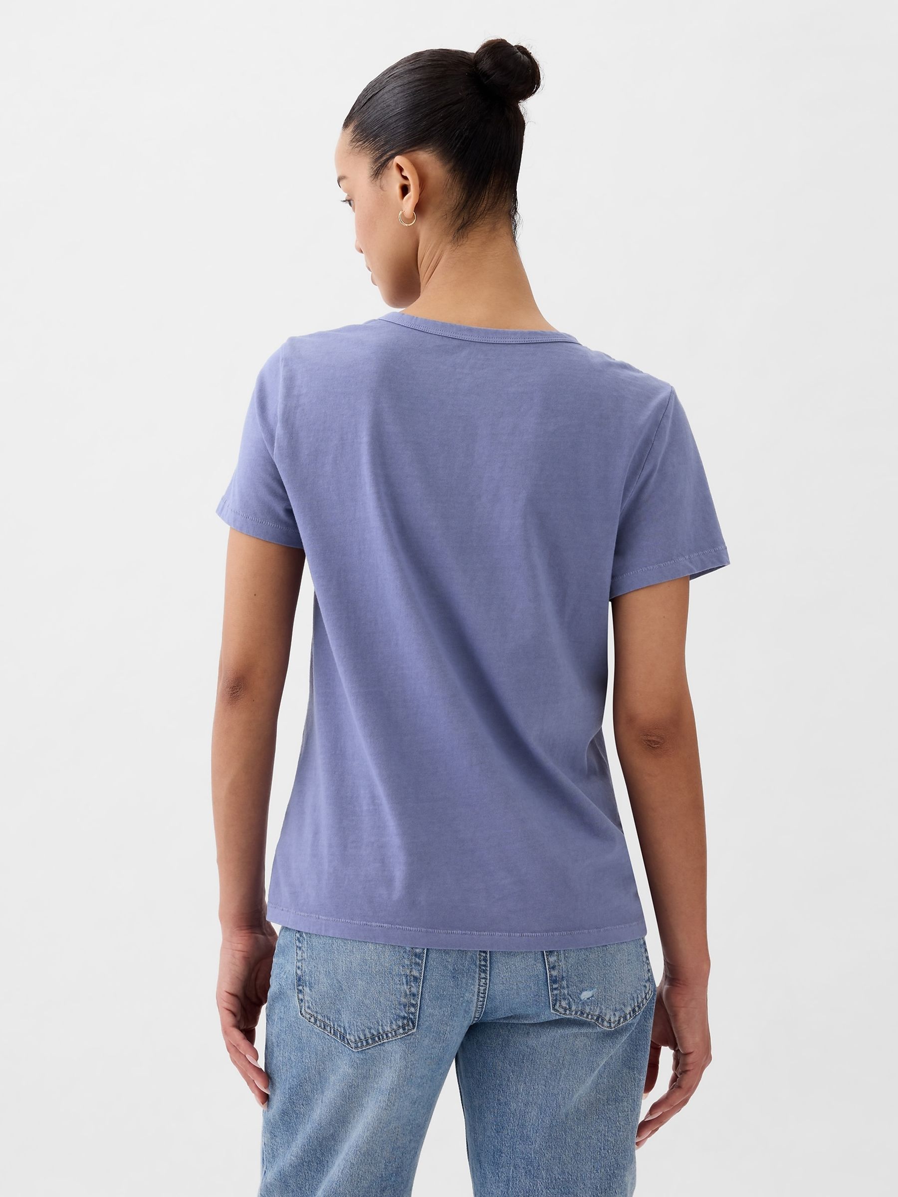 Blue Organic Cotton Vintage Crew Neck T-Shirt - Image 2 of 5