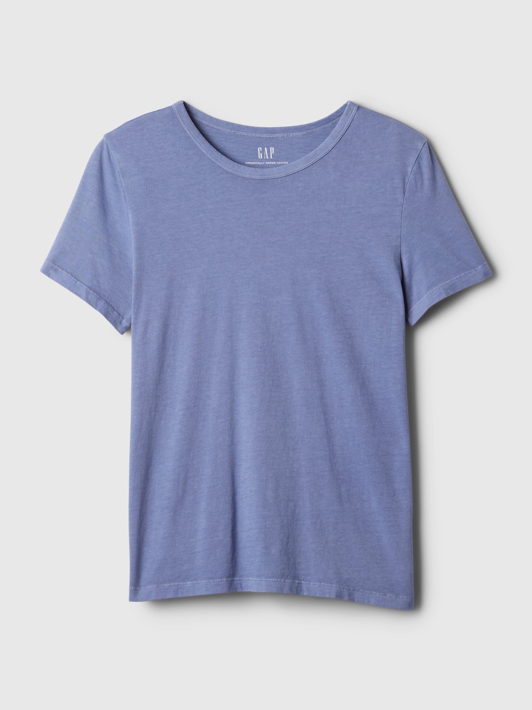 Blue Organic Cotton Vintage Crew Neck T-Shirt - Image 5 of 5