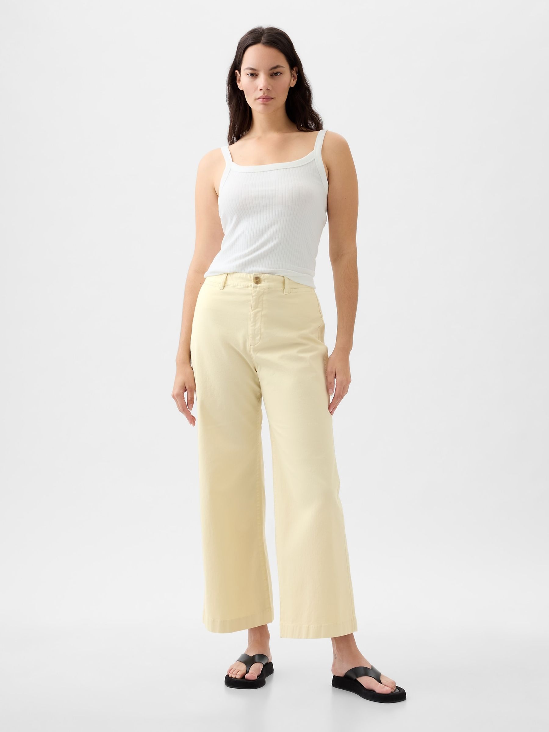 Cream High Stride Wide Leg Trousers - Image 4 of 5