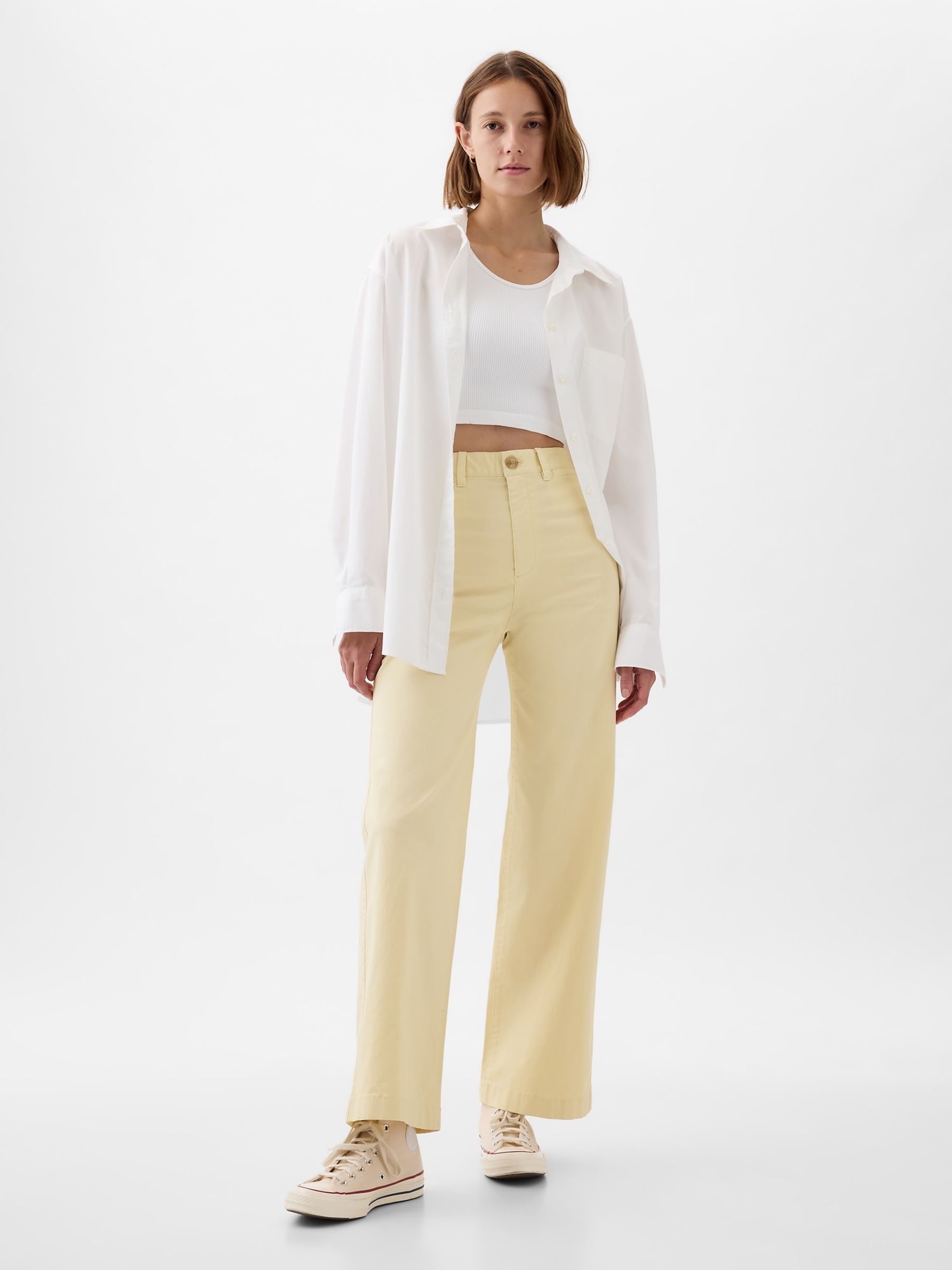 Cream High Stride Wide Leg Trousers - Image 5 of 5