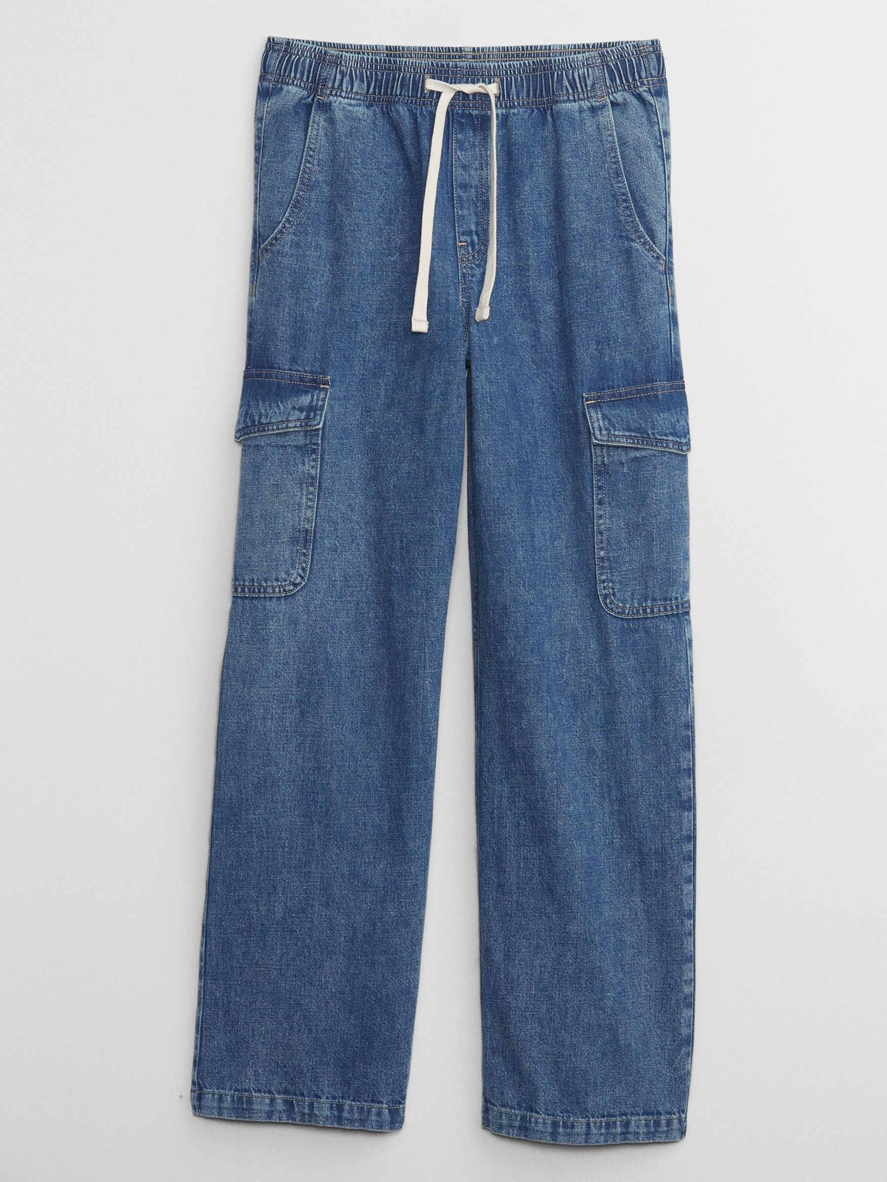 Mid Blue Cargo High Waisted Pull On Jeans - Image 5 of 5