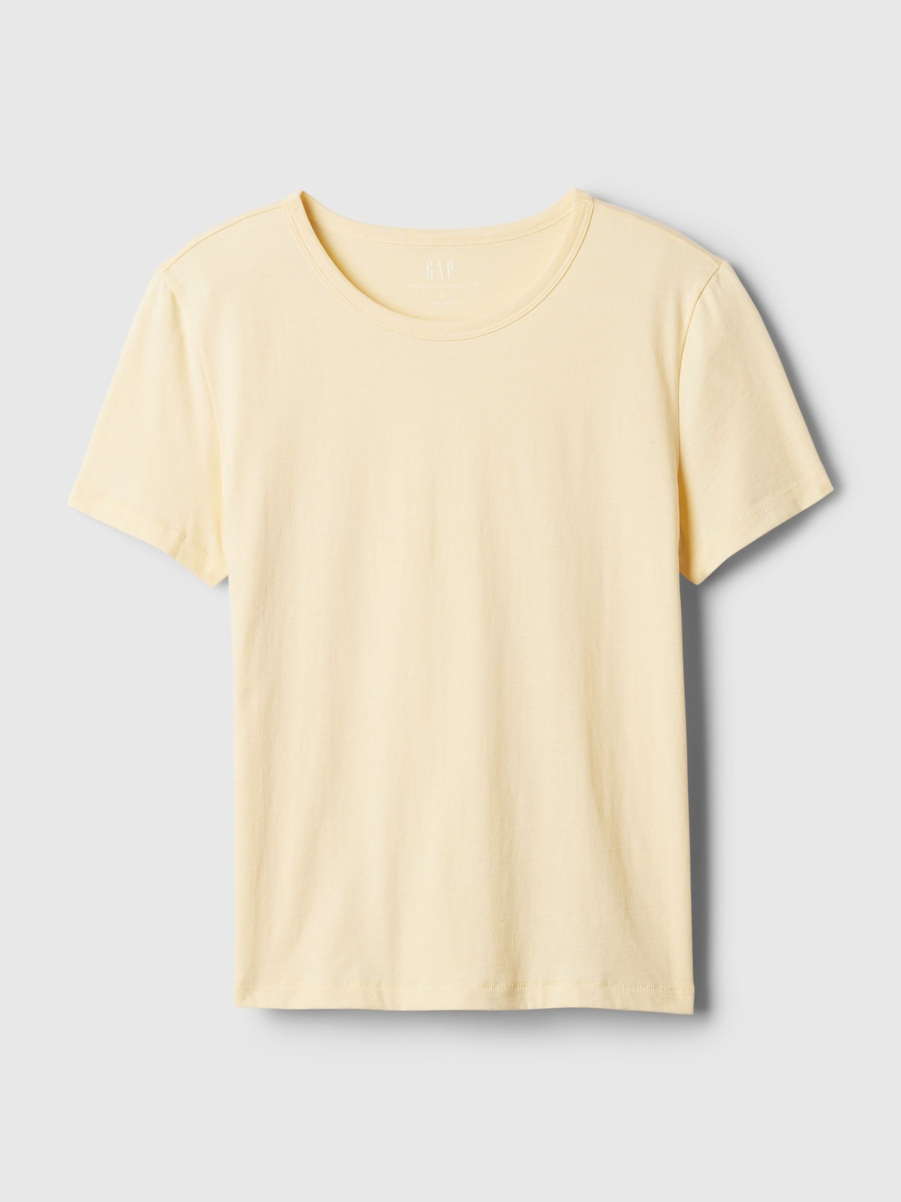 Yellow Organic Cotton Vintage Crew Neck T-Shirt - Image 4 of 4
