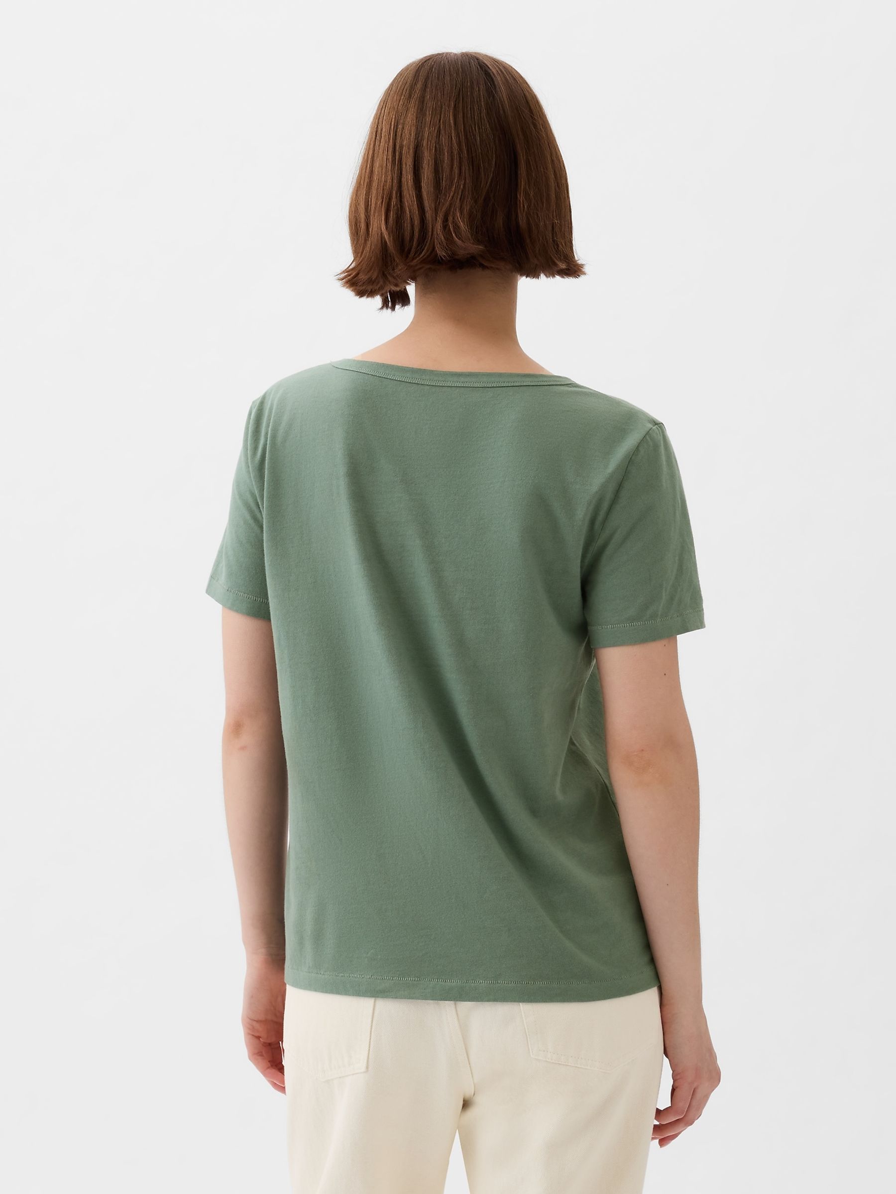 Green Organic Cotton Vintage V Neck Short Sleeve T-Shirt - Image 2 of 5