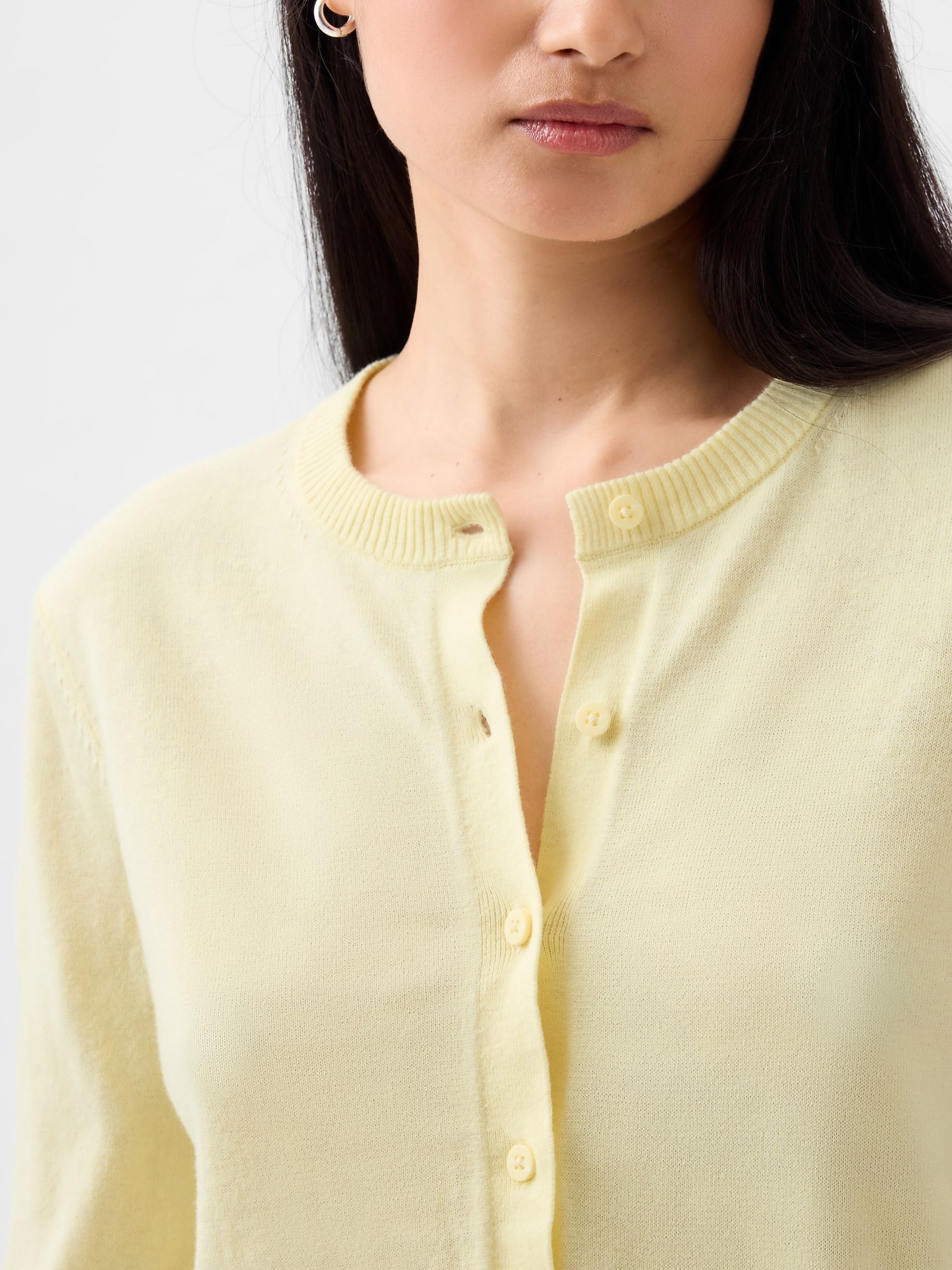 Yellow Lightweight CashSoft Crew Neck Cardigan - Image 4 of 5
