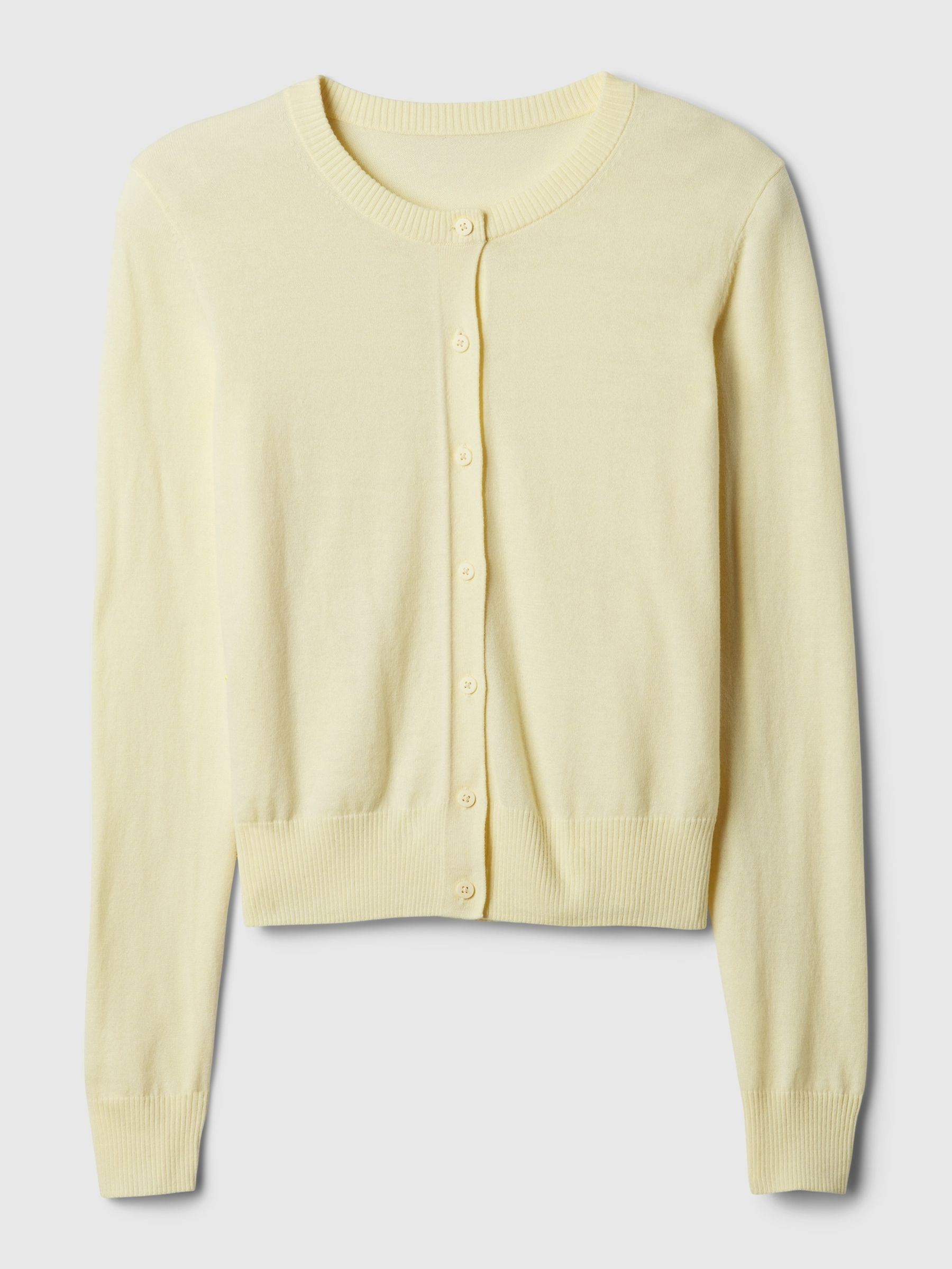 Yellow Lightweight CashSoft Crew Neck Cardigan - Image 5 of 5