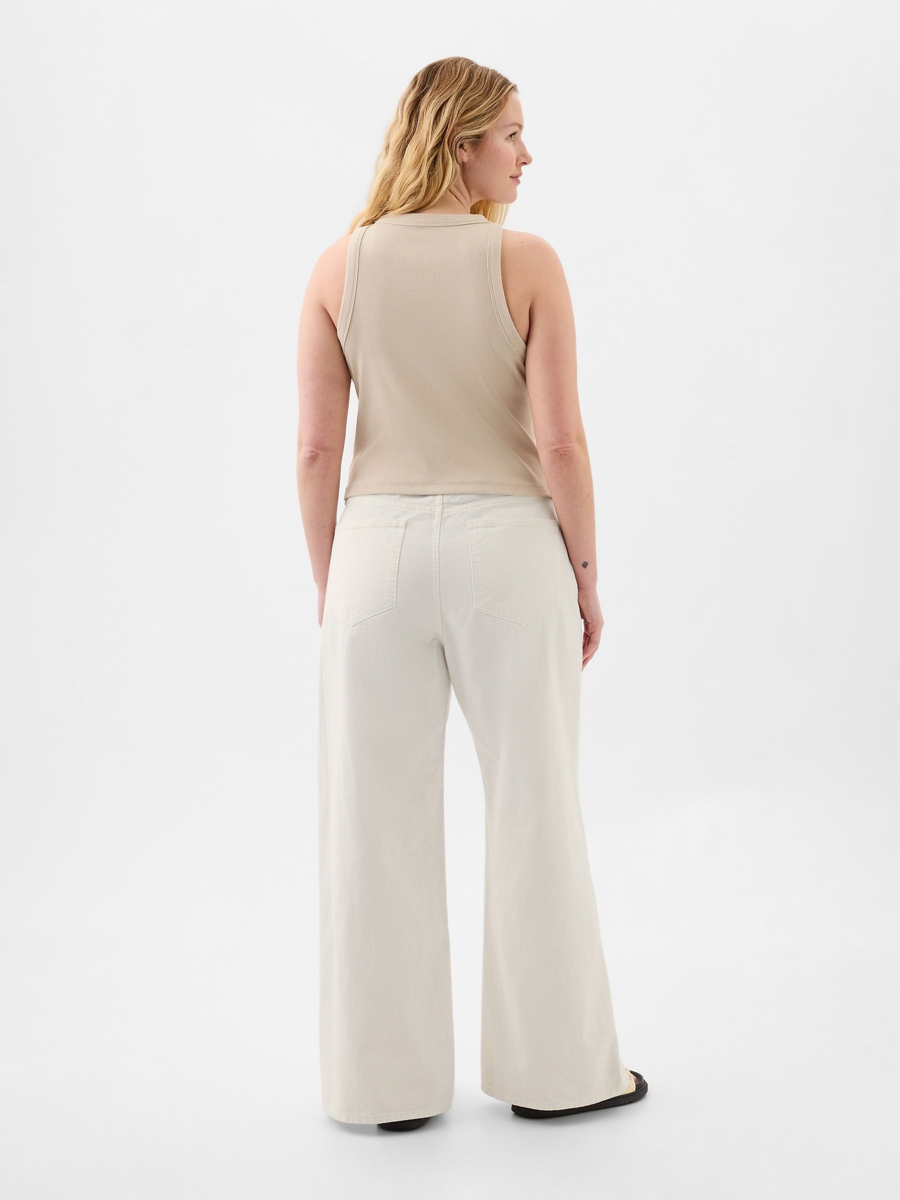 White High Waisted Wide Leg Jeans - Image 2 of 7