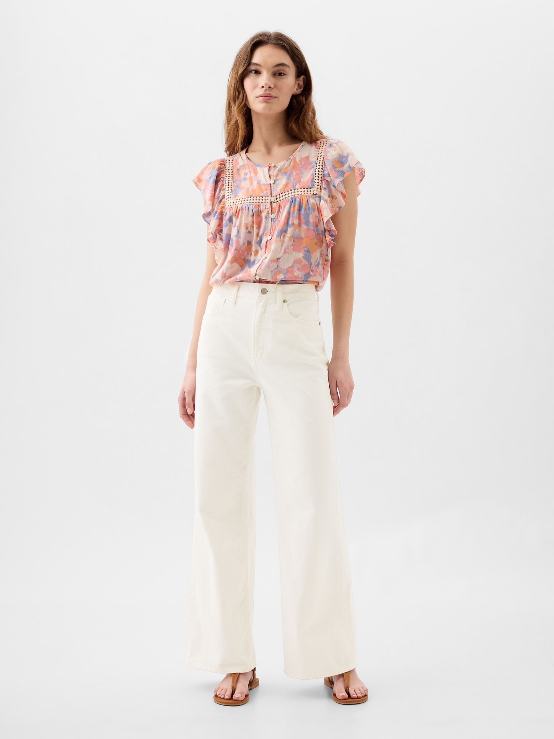White High Waisted Wide Leg Jeans - Image 3 of 7
