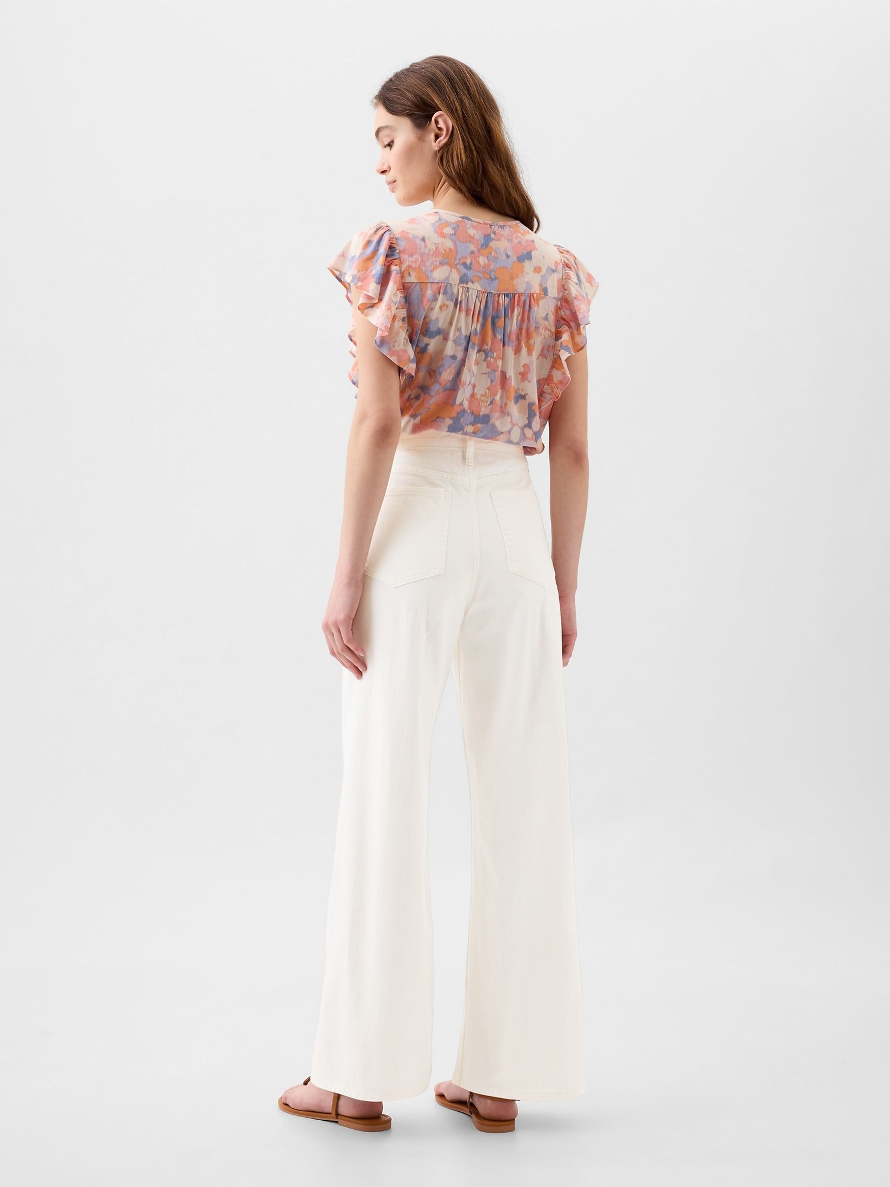 White High Waisted Wide Leg Jeans - Image 4 of 7