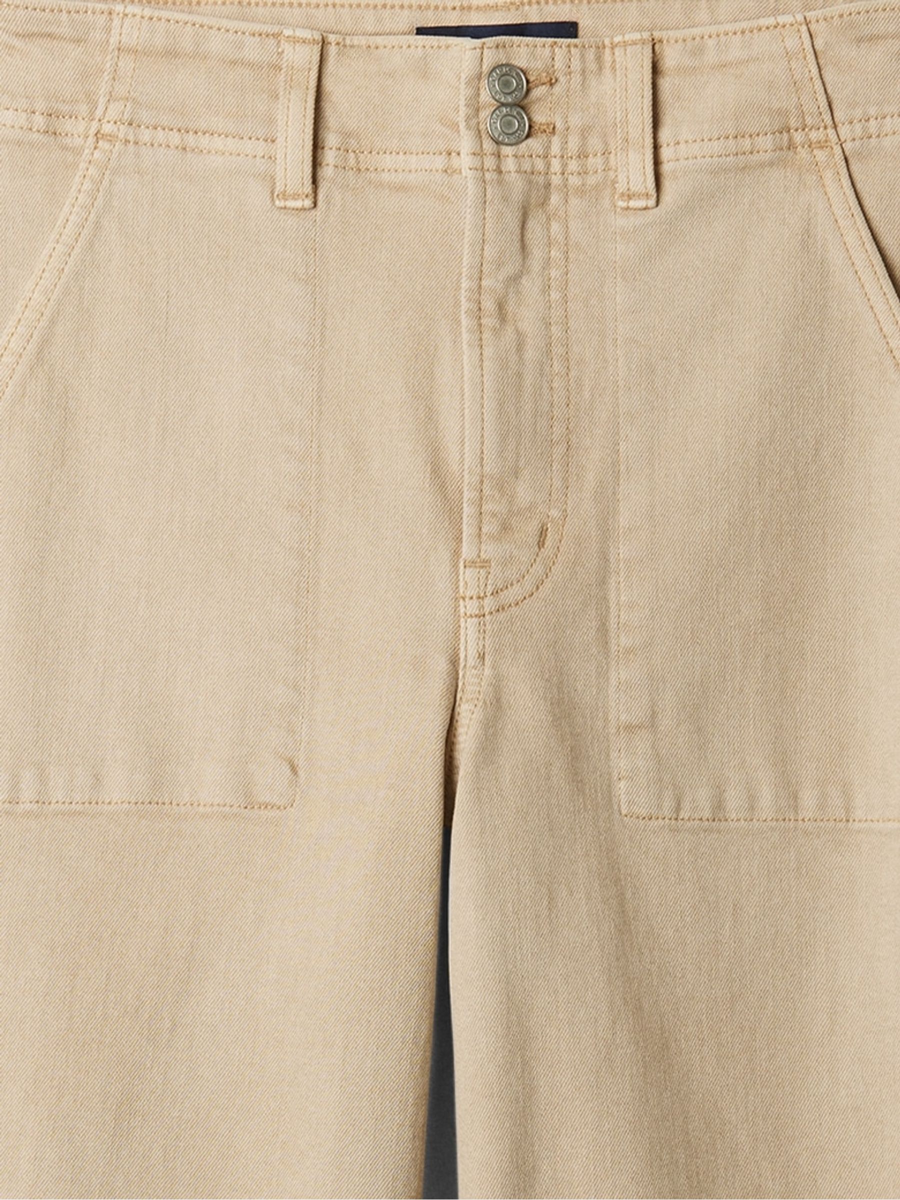 Beige High Waist Wide Leg Cropped Jeans - Image 6 of 7