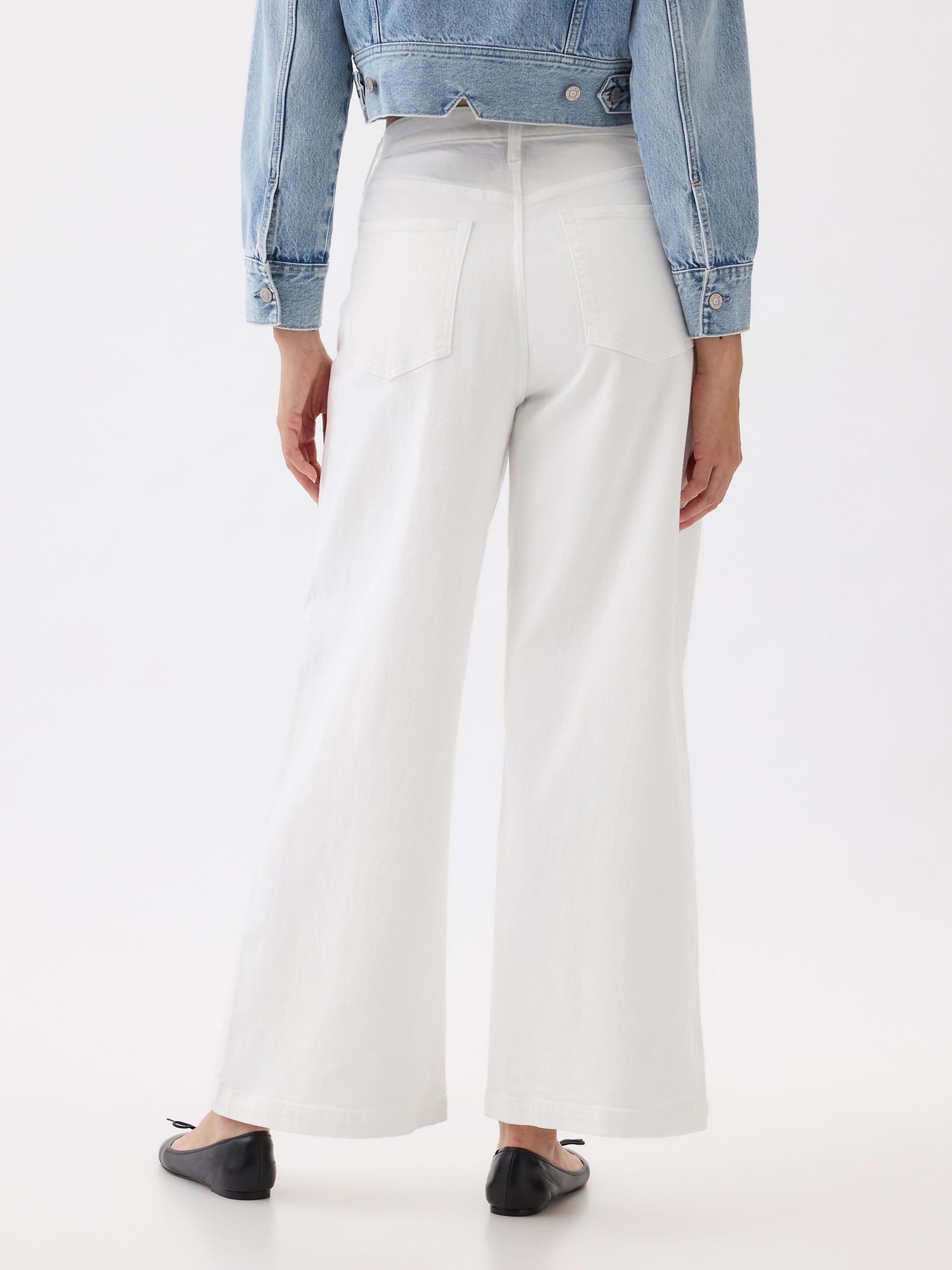 White High Waist Wide Leg Cropped Jeans - Image 2 of 6