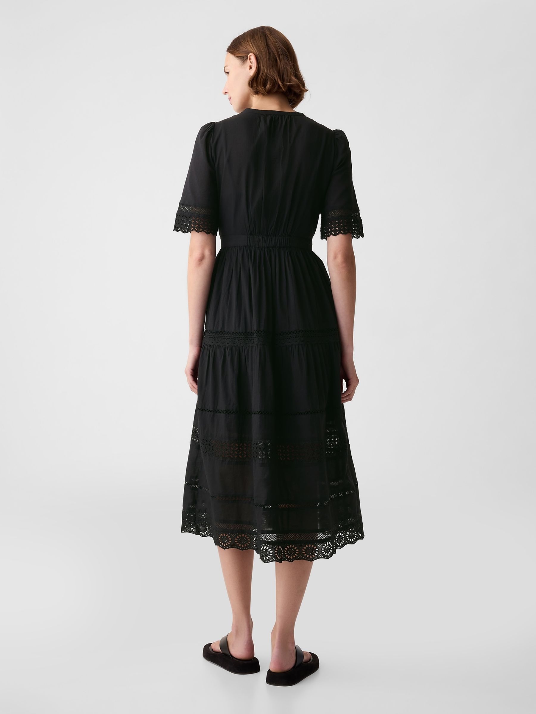 Black Cotton Lace Midi Dress - Image 5 of 5