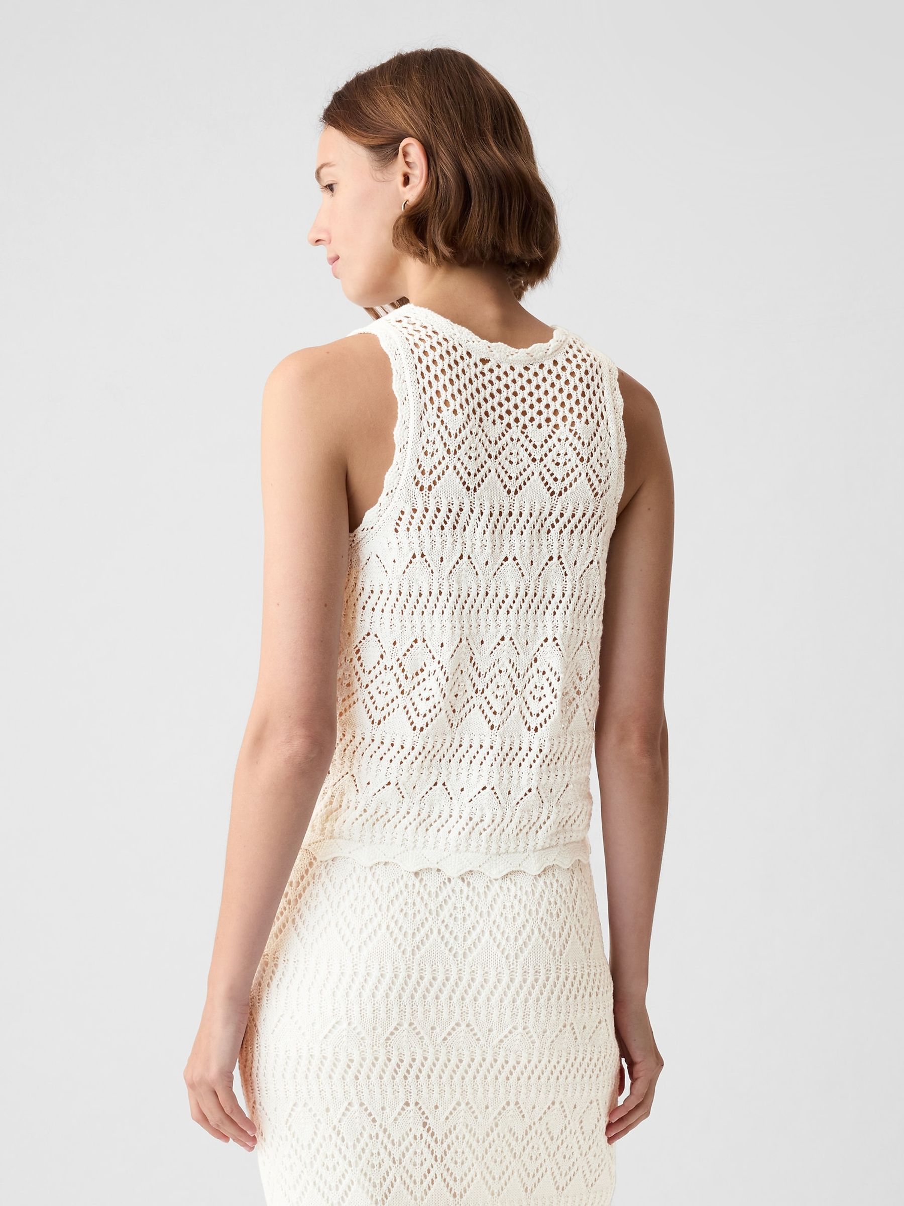 Off White Crochet Racer Back Vest - Image 2 of 4
