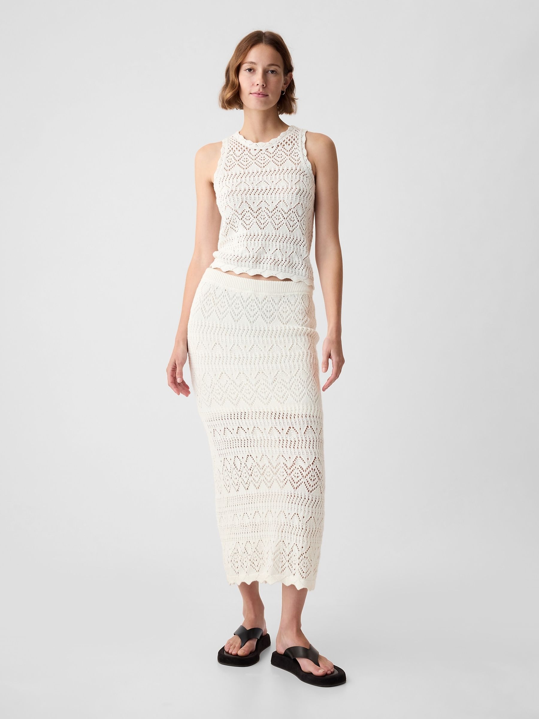 Off White Crochet Racer Back Vest - Image 3 of 4