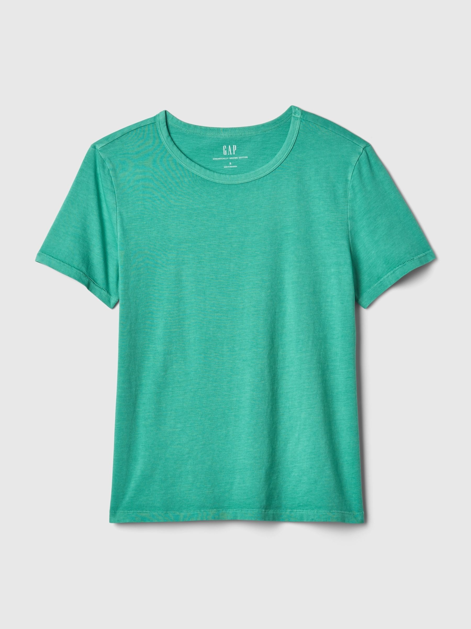 Green Organic Cotton Vintage Crew Neck T-Shirt - Image 4 of 4