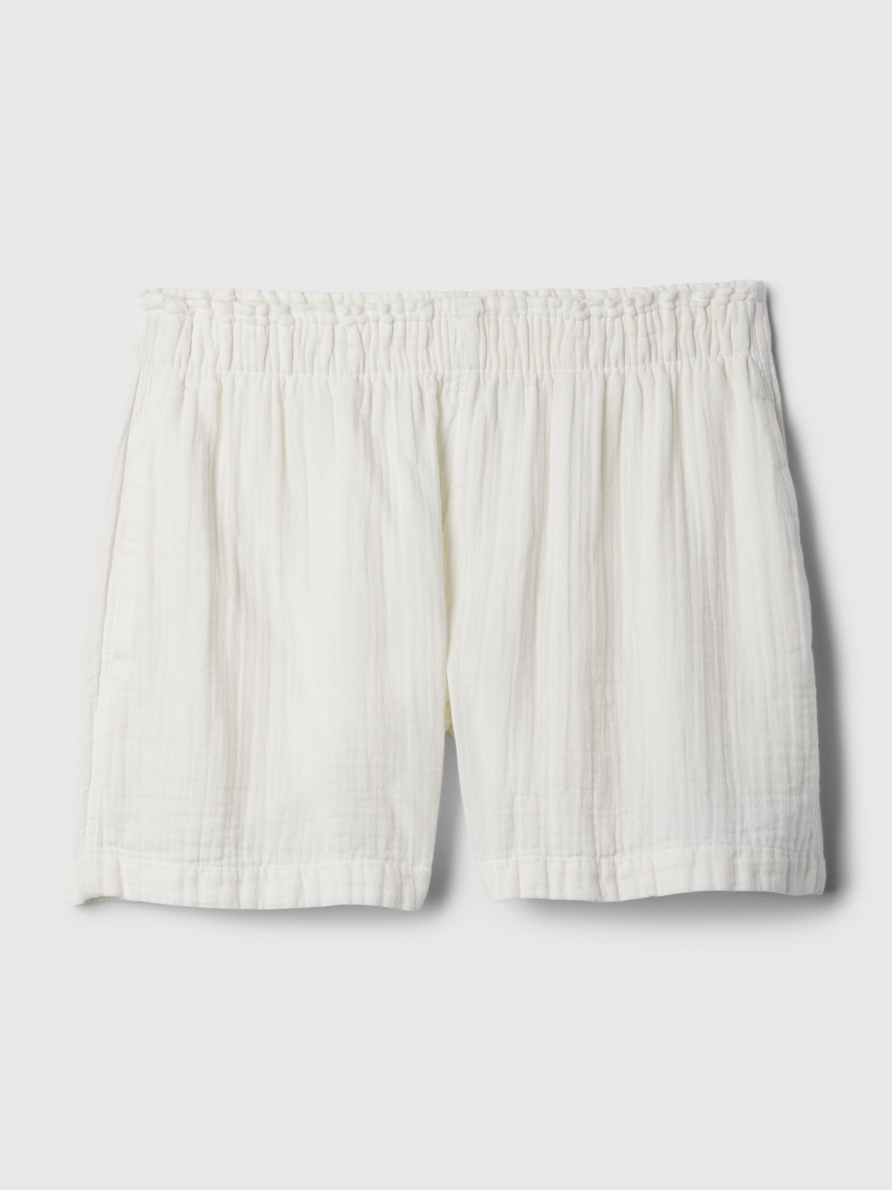 Off White Crinkle Cotton Pull On Short - Image 5 of 6
