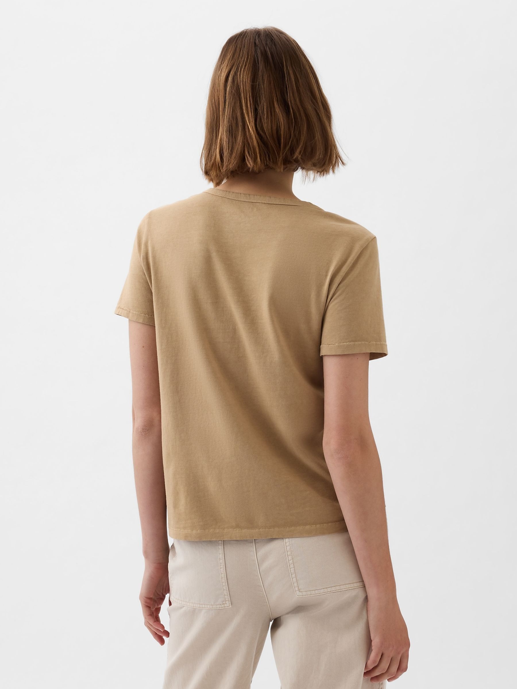 Brown Cotton Short Sleeve Vintage Crew Neck T-Shirt - Image 2 of 4