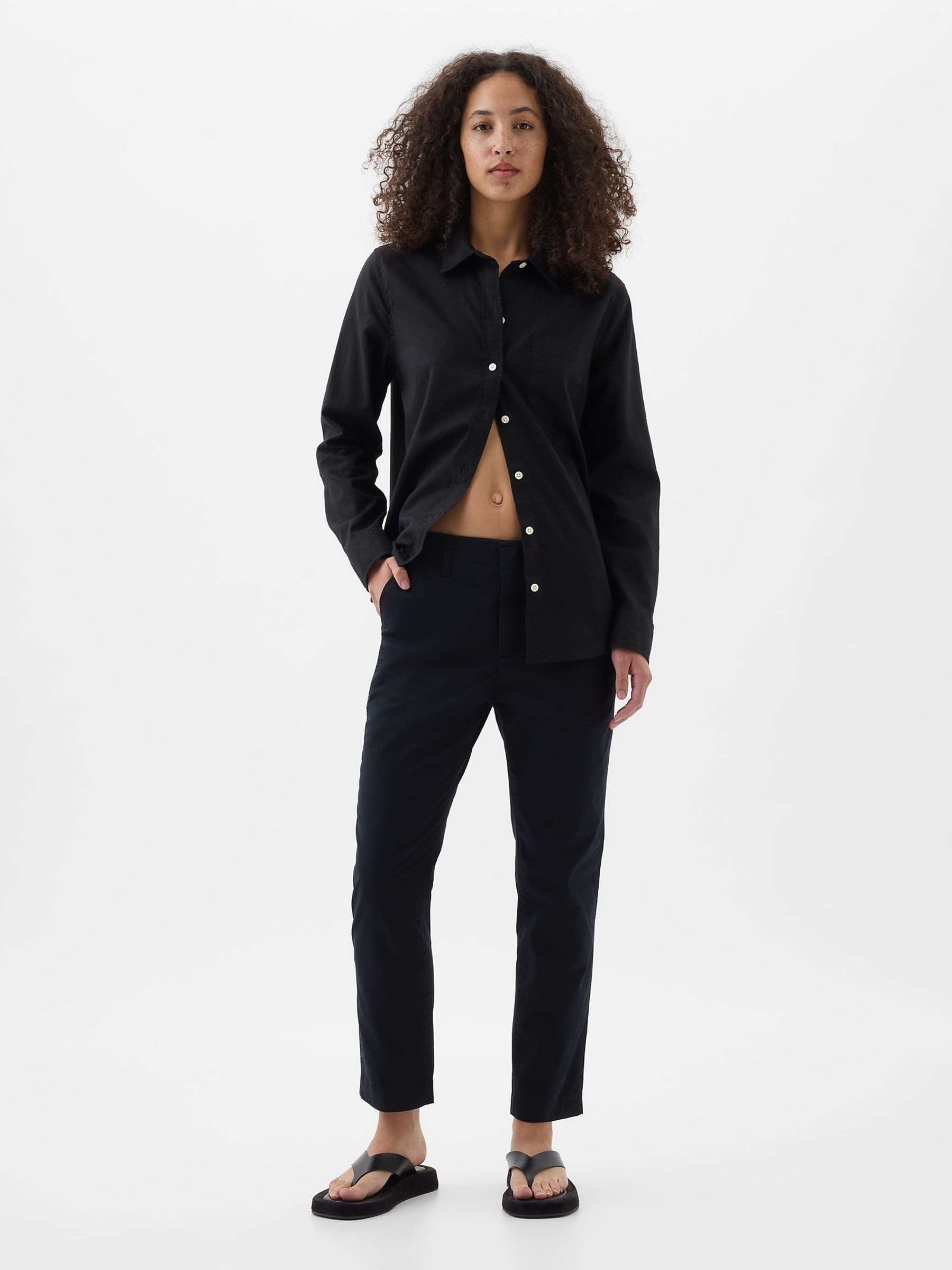 Black Mid Rise Ankle Length Downtown Chinos - Image 1 of 4