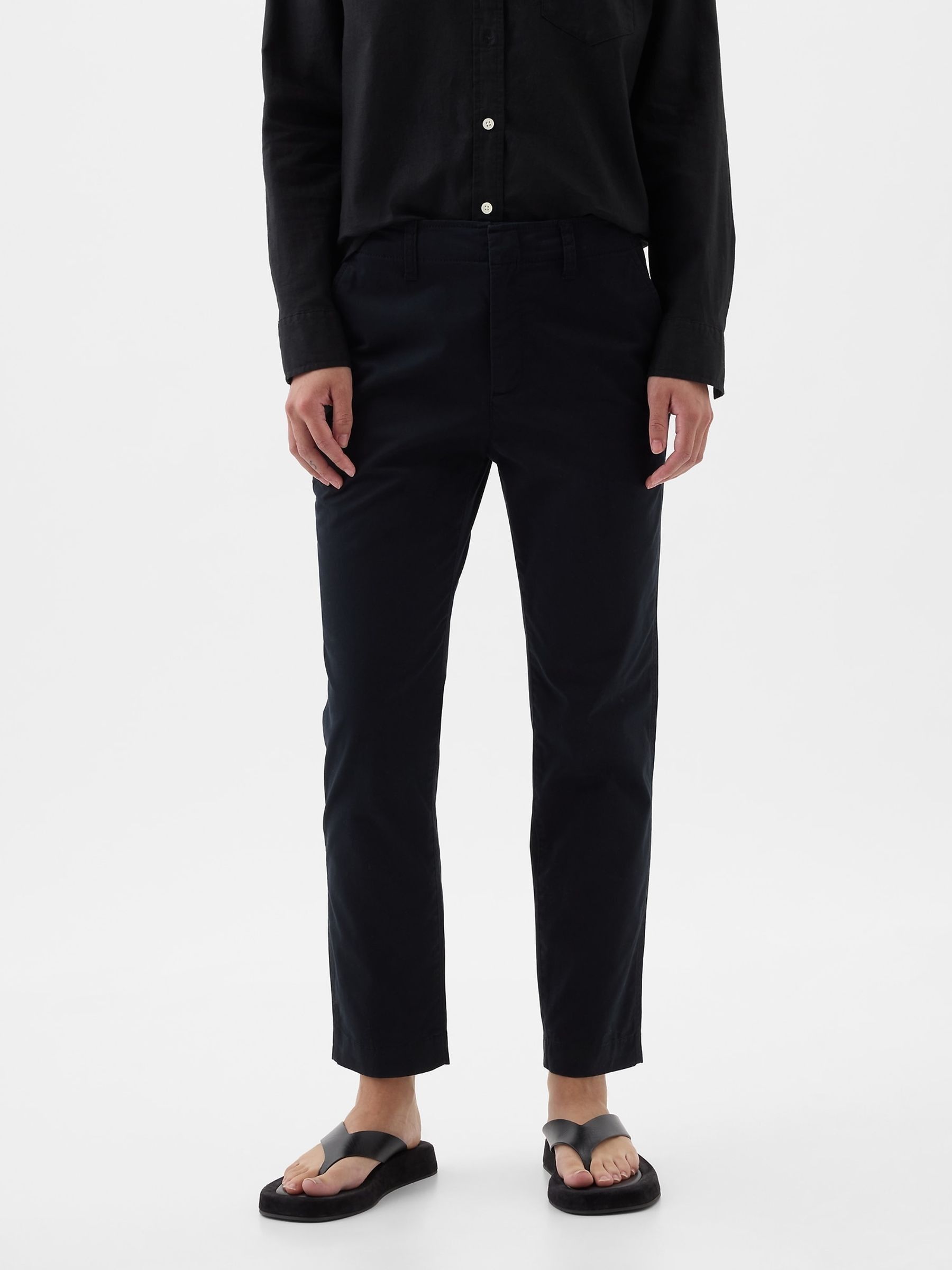 Black Mid Rise Ankle Length Downtown Chinos - Image 2 of 4