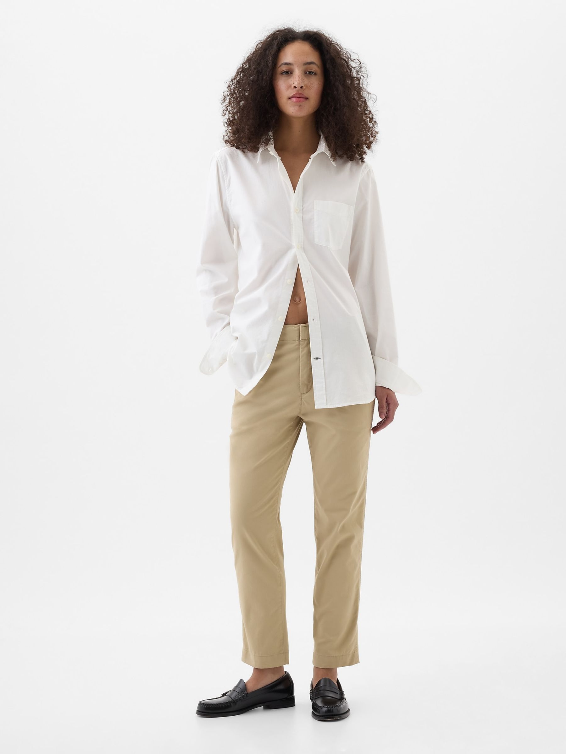 Beige Mid Rise Ankle Length Downtown Chinos - Image 1 of 4