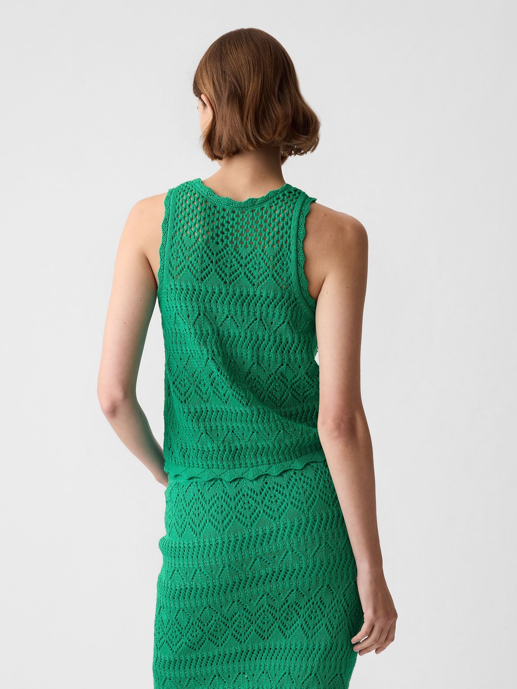 Green Crochet Racer Back Vest - Image 2 of 4