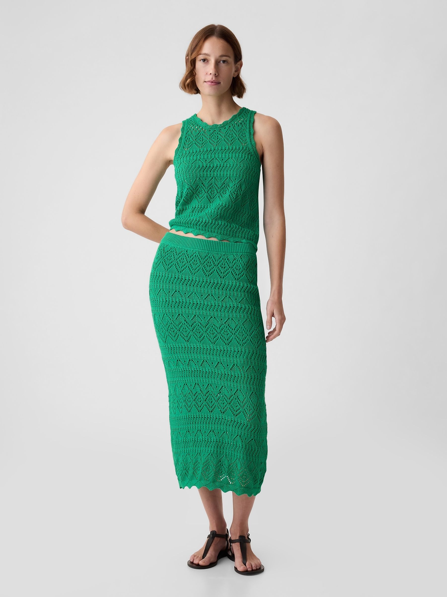 Green Crochet Racer Back Vest - Image 3 of 4