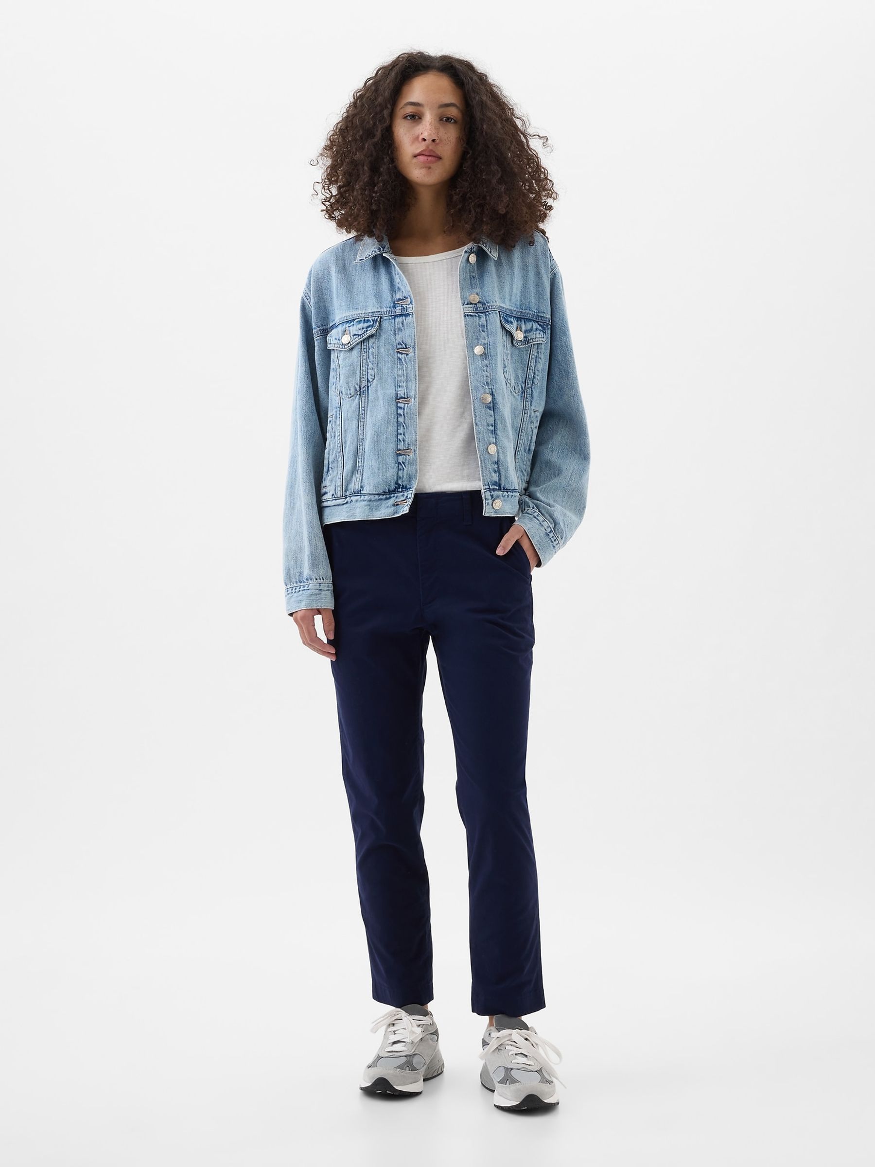 Navy Blue Mid Rise Ankle Length Downtown Chinos - Image 1 of 7
