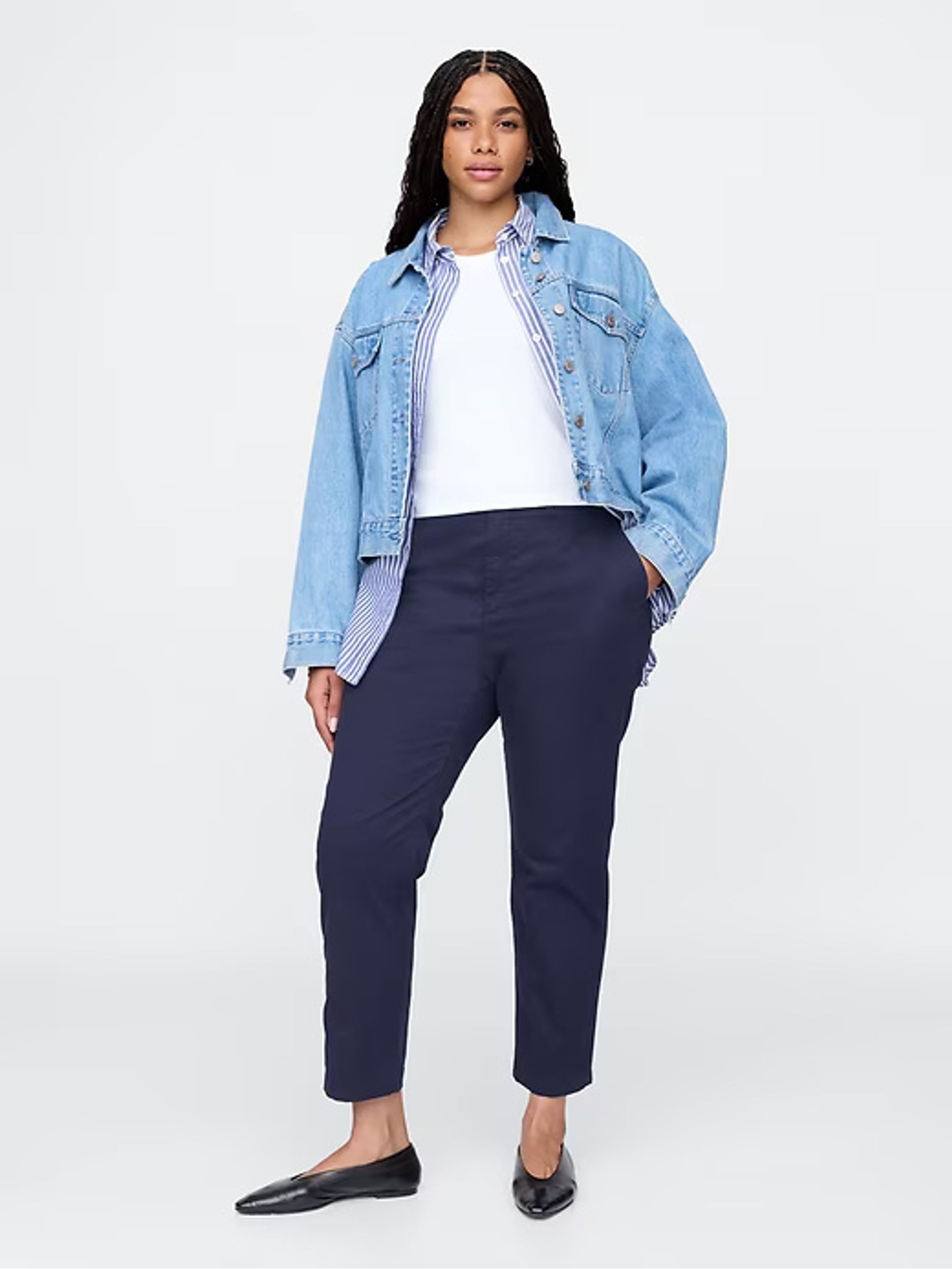 Navy Blue Mid Rise Ankle Length Downtown Chinos - Image 4 of 7