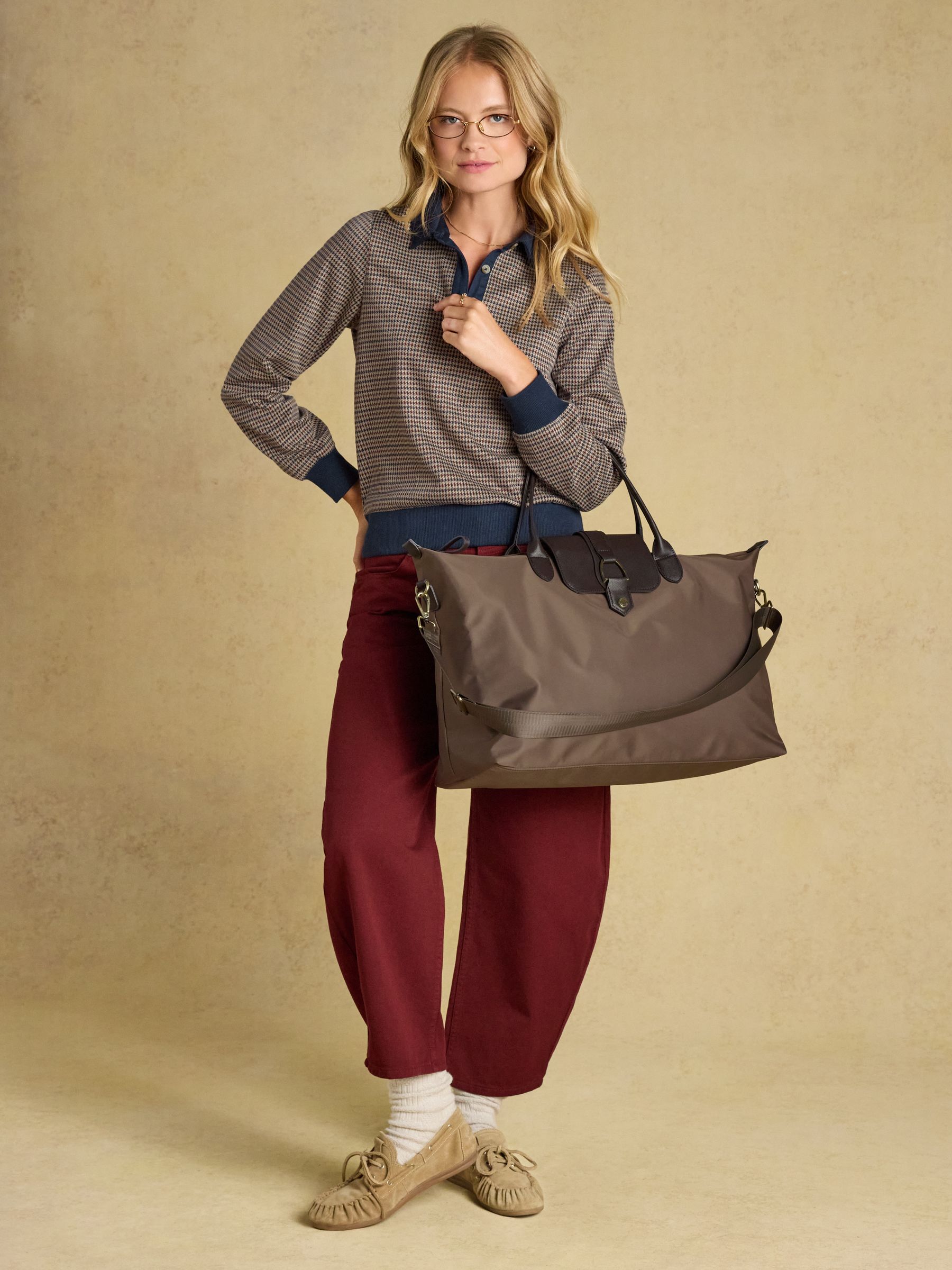 Large Mocha Brown Zip Top Weekend Bag - Image 2 of 8