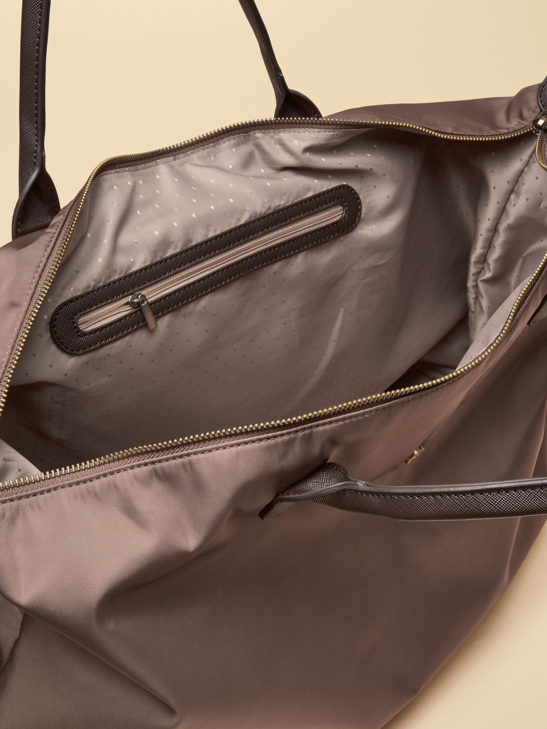 Large Mocha Brown Zip Top Weekend Bag - Image 4 of 8