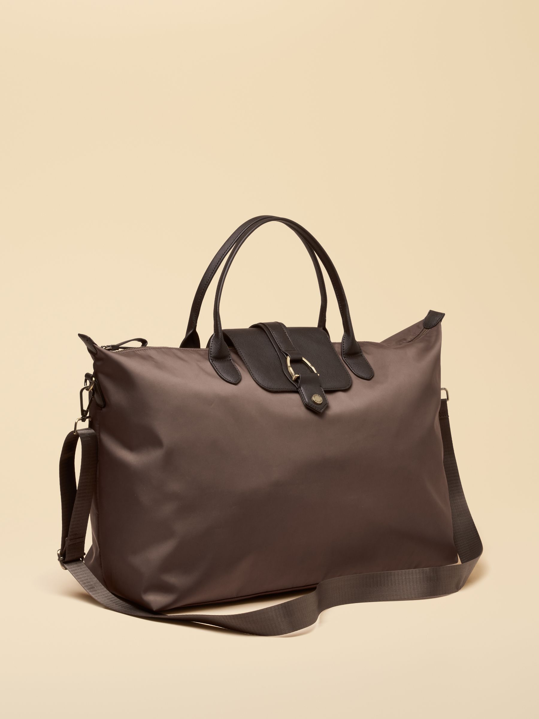 Large Mocha Brown Zip Top Weekend Bag - Image 5 of 8