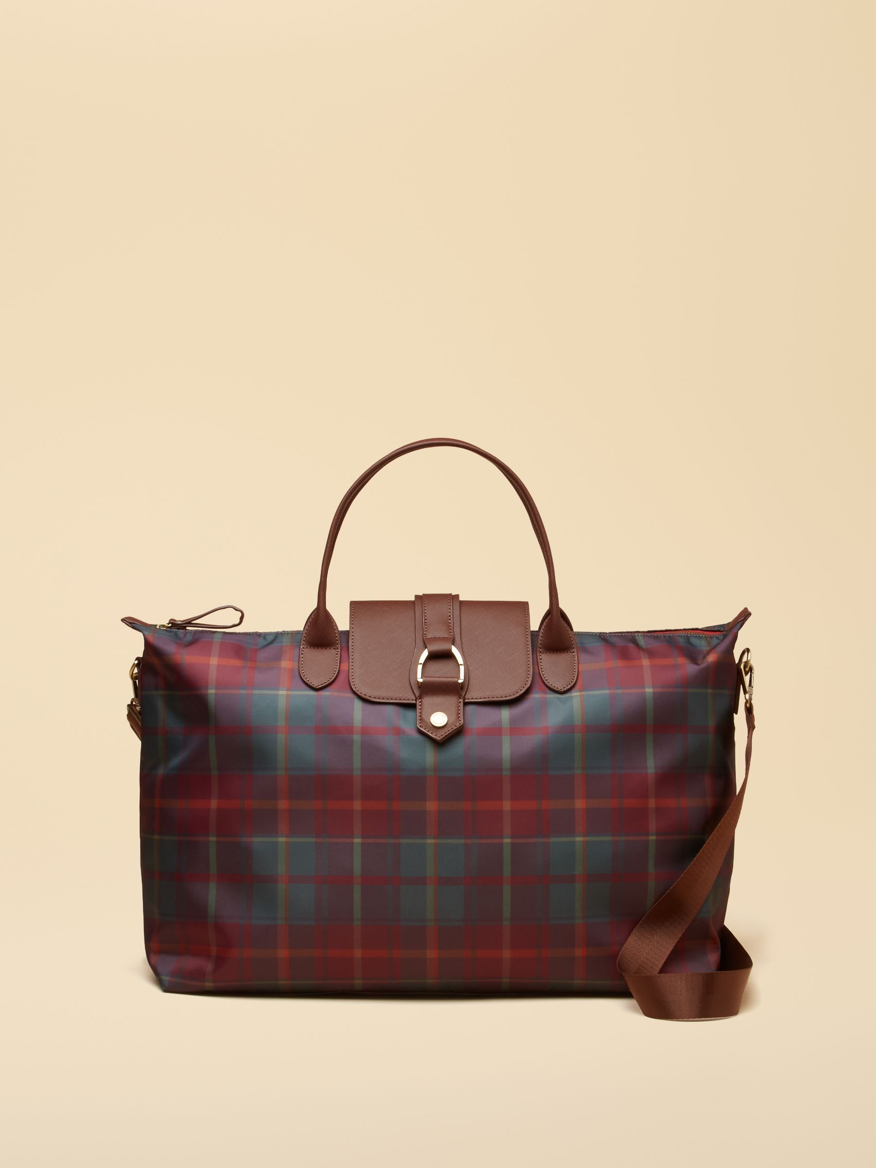 Large Berry Check Zip Top Weekend Bag - Image 1 of 8