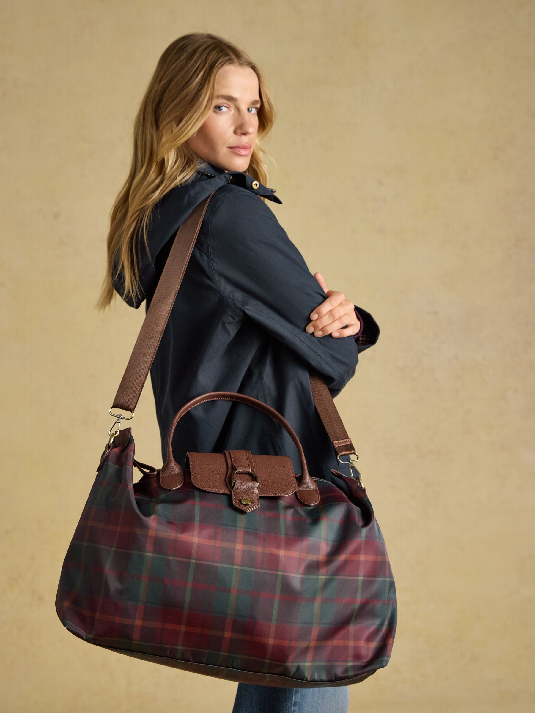 Large Berry Check Zip Top Weekend Bag - Image 2 of 8