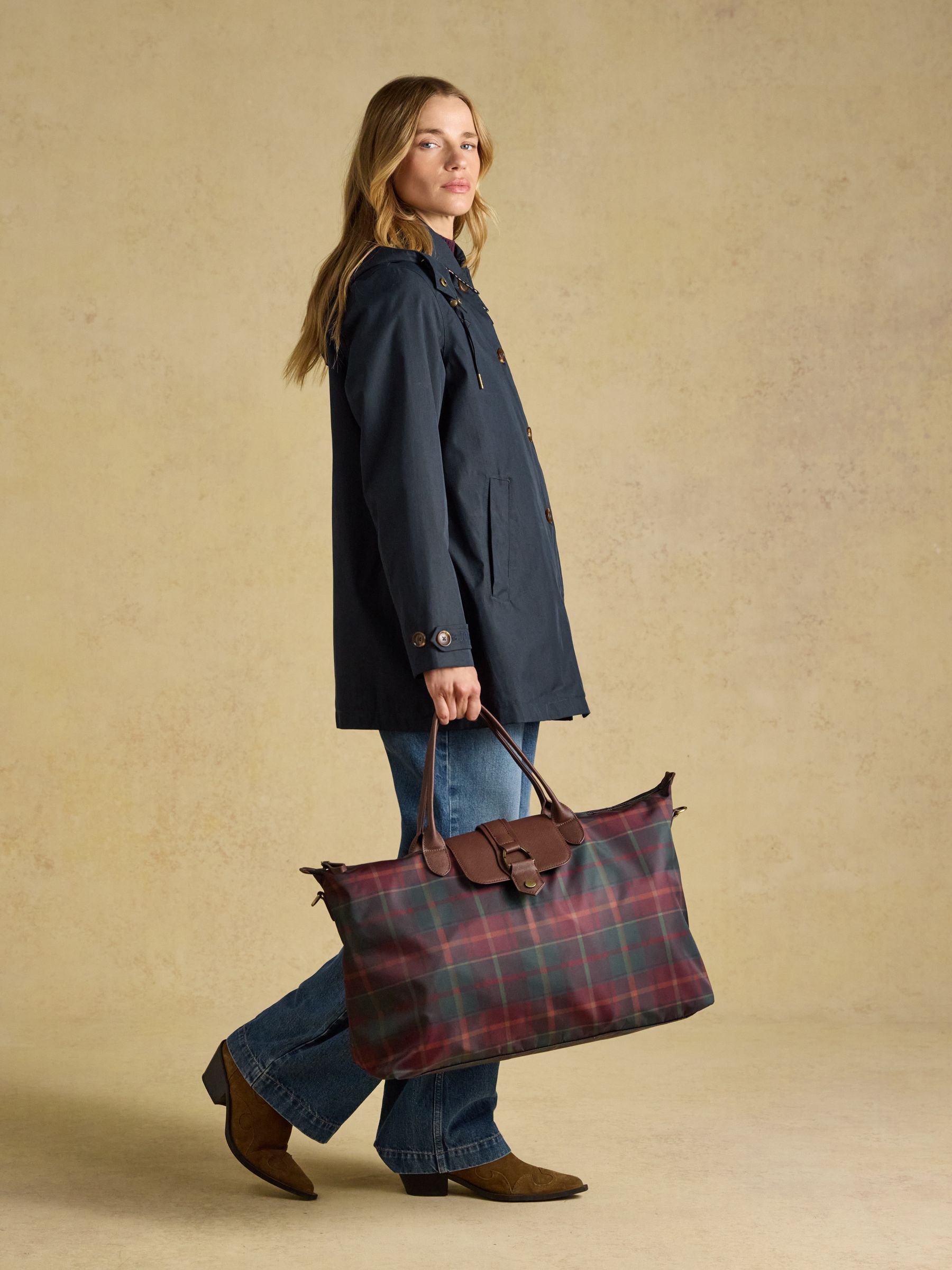 Large Berry Check Zip Top Weekend Bag - Image 3 of 8
