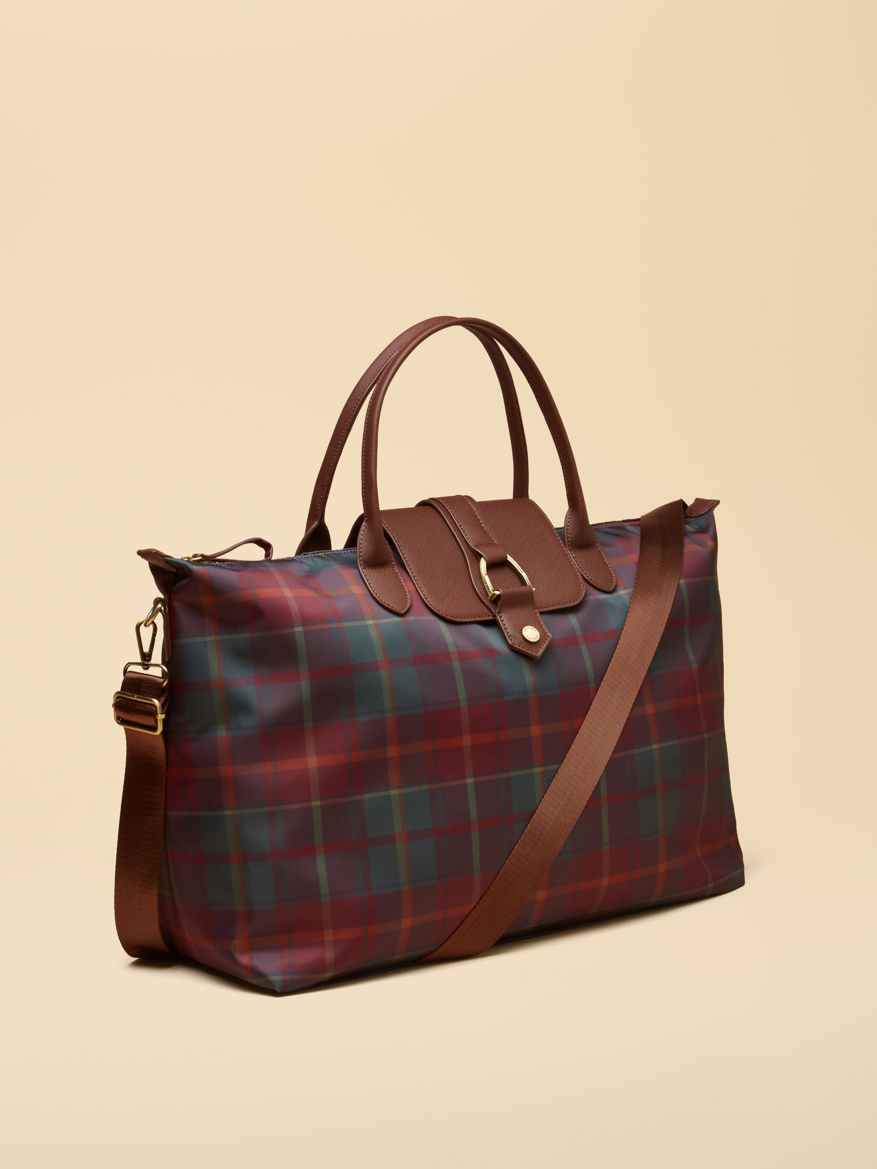 Large Berry Check Zip Top Weekend Bag - Image 5 of 8