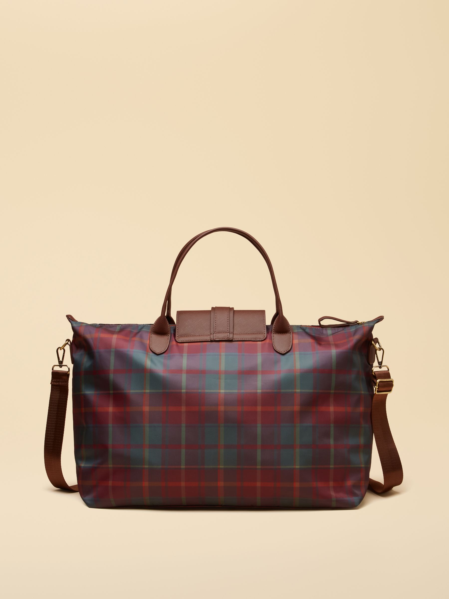 Large Berry Check Zip Top Weekend Bag - Image 6 of 8