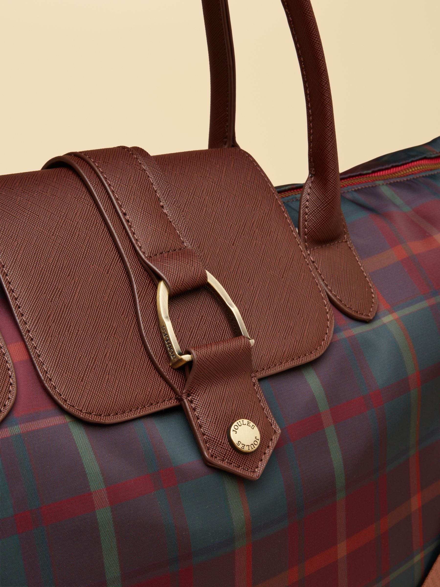Large Berry Check Zip Top Weekend Bag - Image 7 of 8
