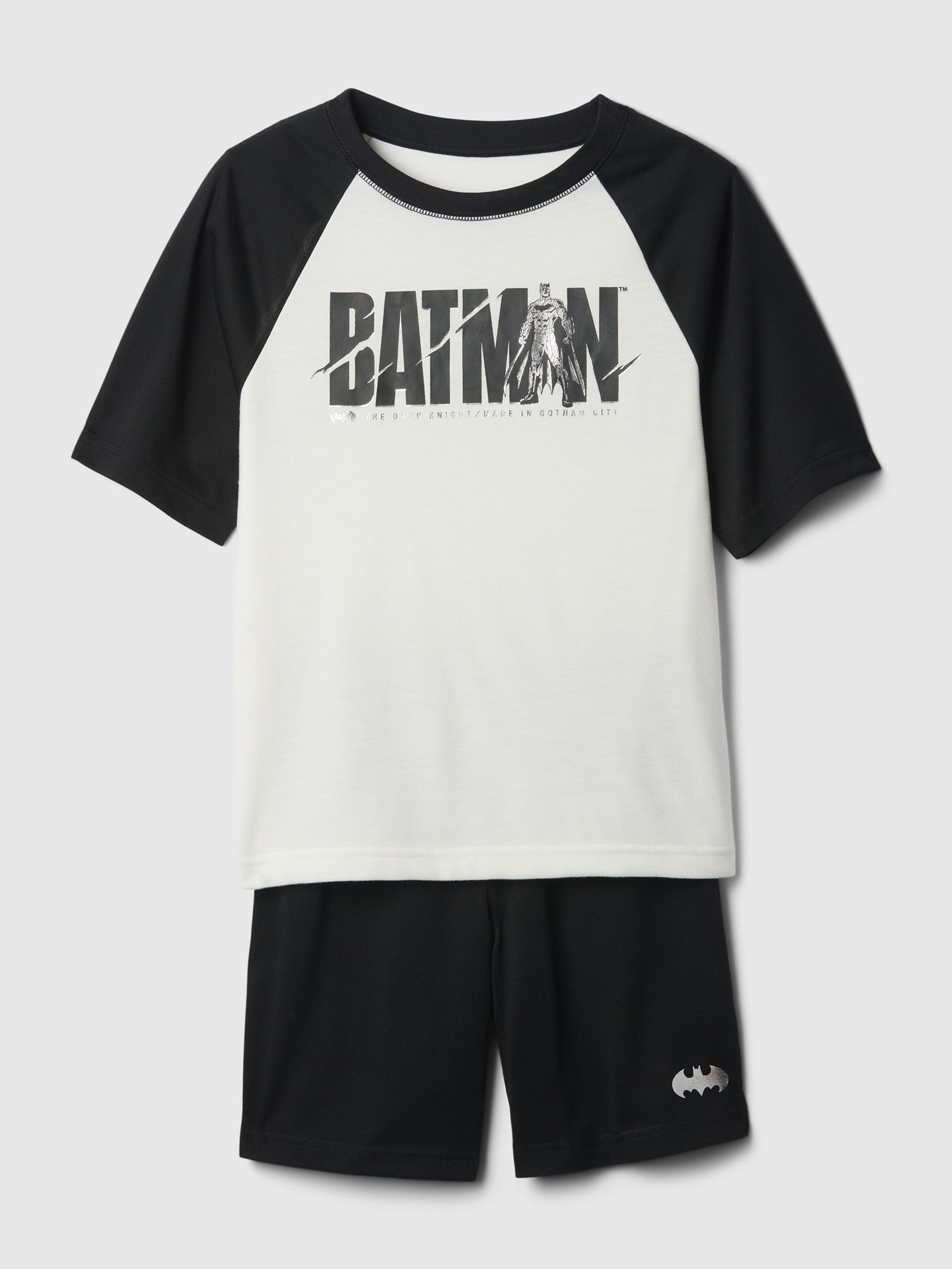 Black/White DC Recycled Batman Short Sleeve Pyjama Set (6-13yrs) - Image 1 of 1