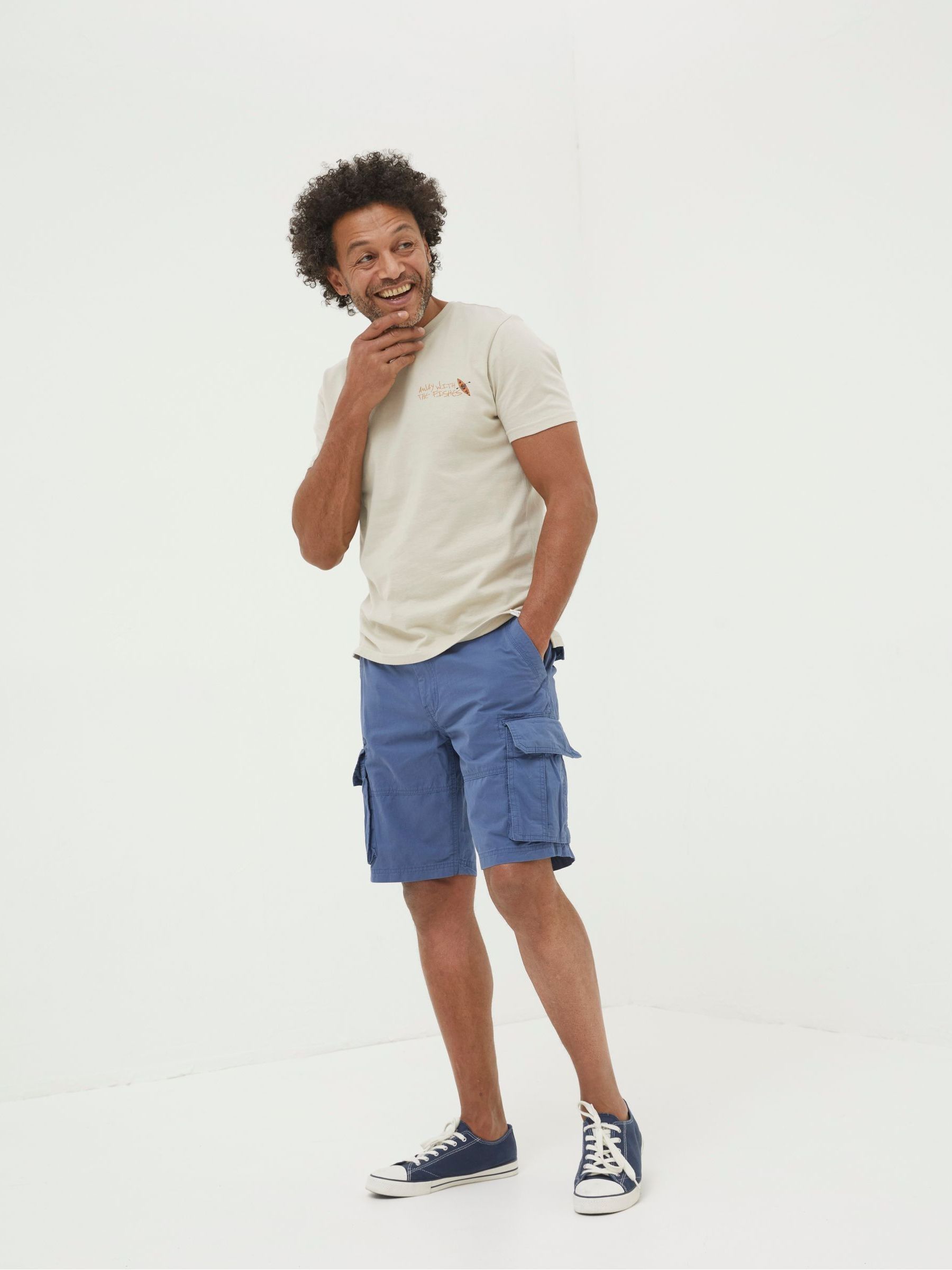 Bude Mid Blue Lightweight Cargo Shorts - Image 1 of 3