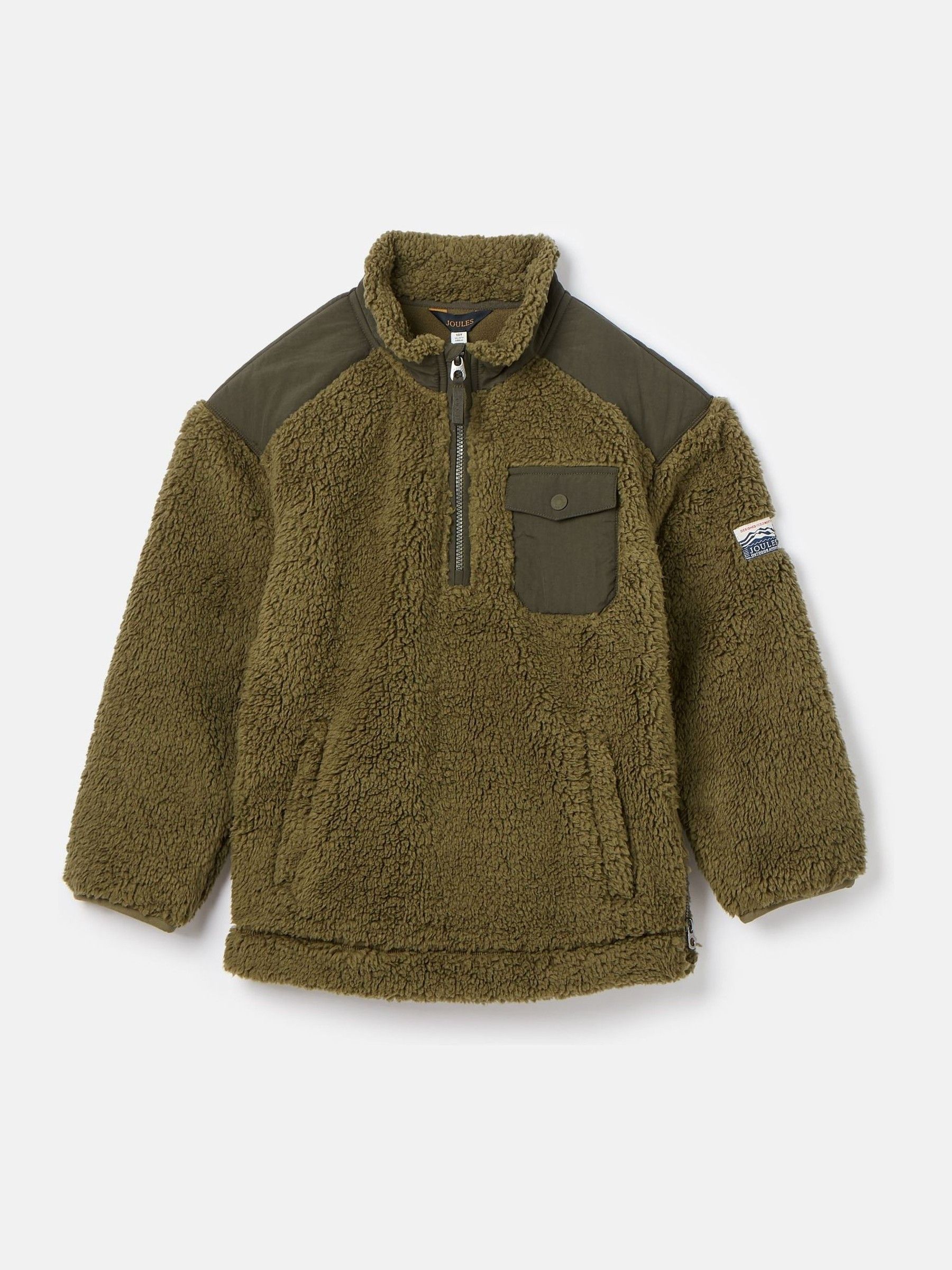 Boys' Billy Khaki Green Half Zip Borg Fleece - Image 1 of 6