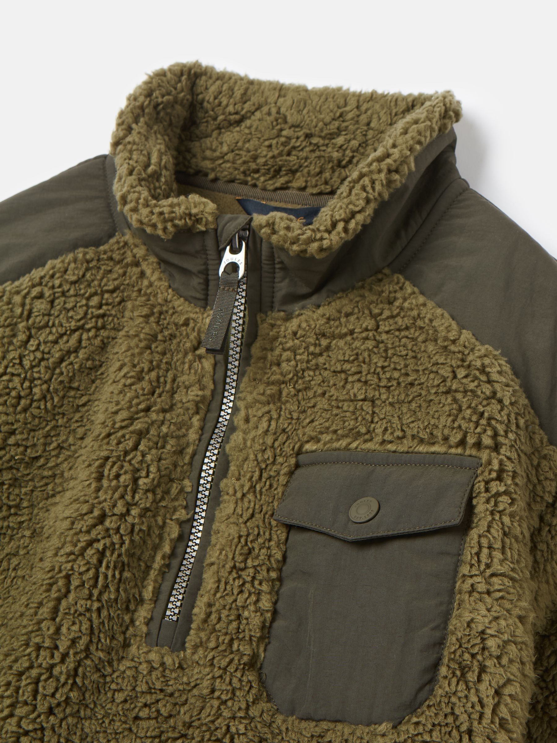 Boys' Billy Khaki Green Half Zip Borg Fleece - Image 2 of 6