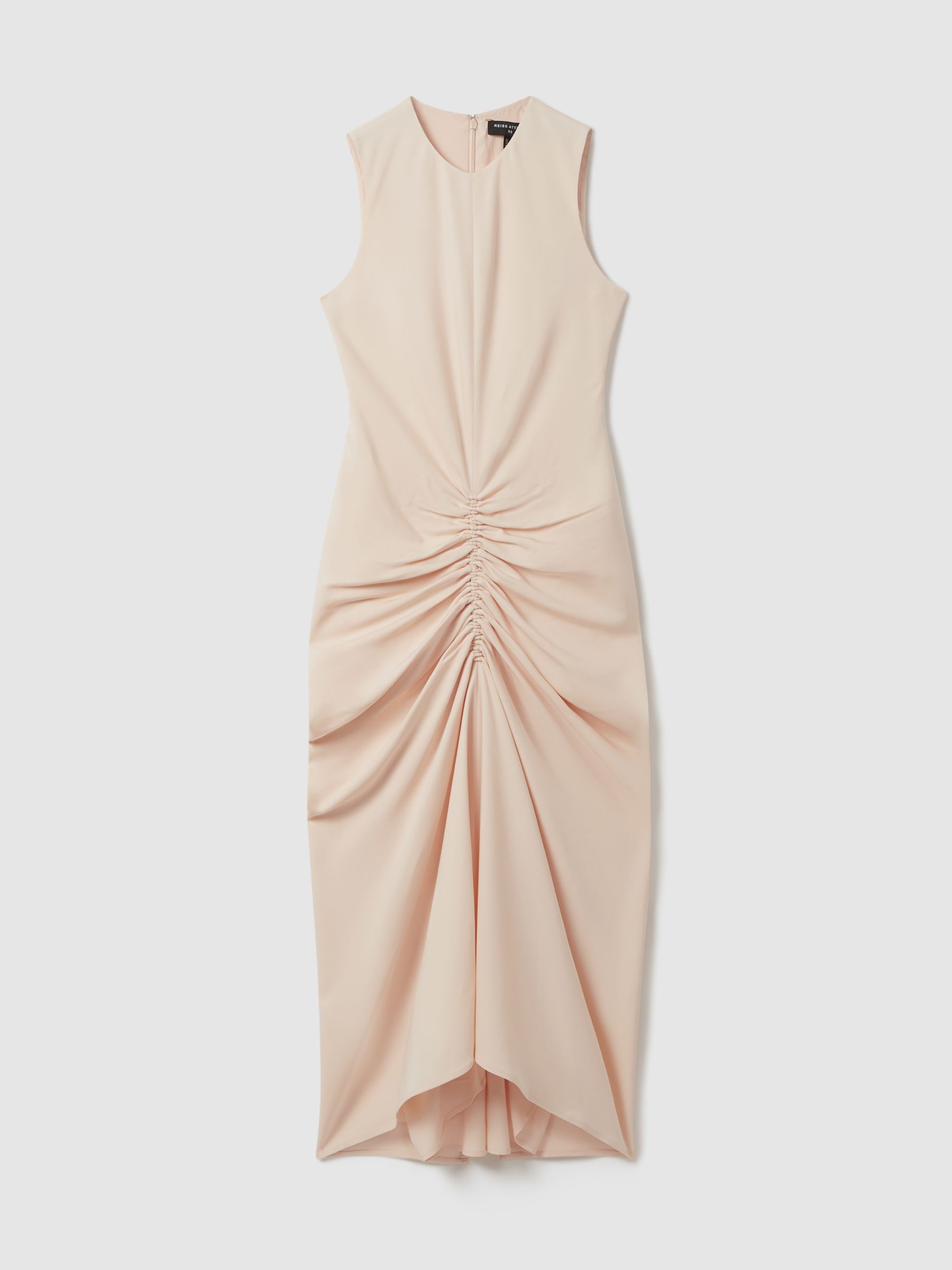 Atelier Ruched Bodycon Midi Dress in Blush - Image 2 of 6