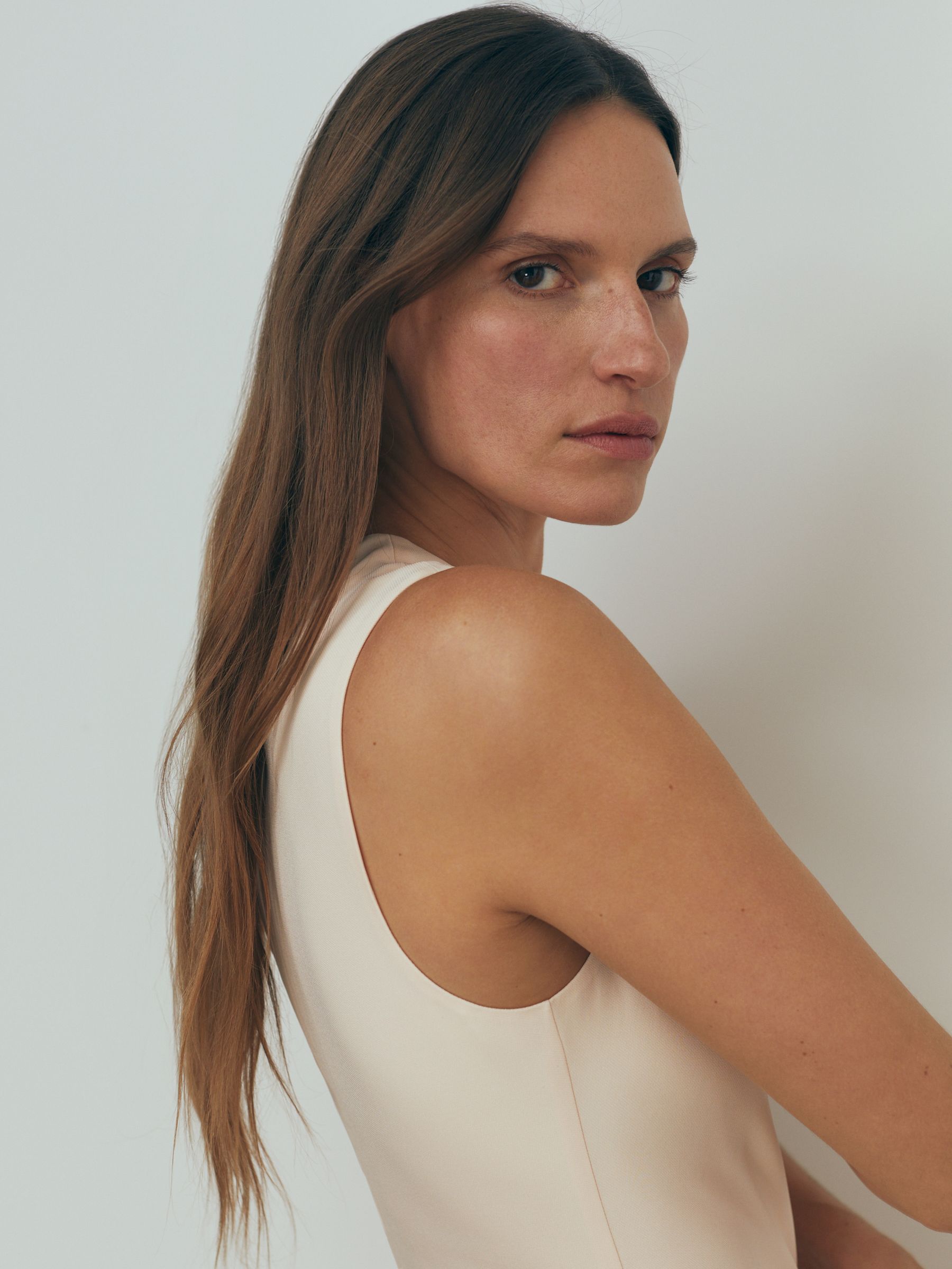 Atelier Ruched Bodycon Midi Dress in Blush - Image 4 of 6