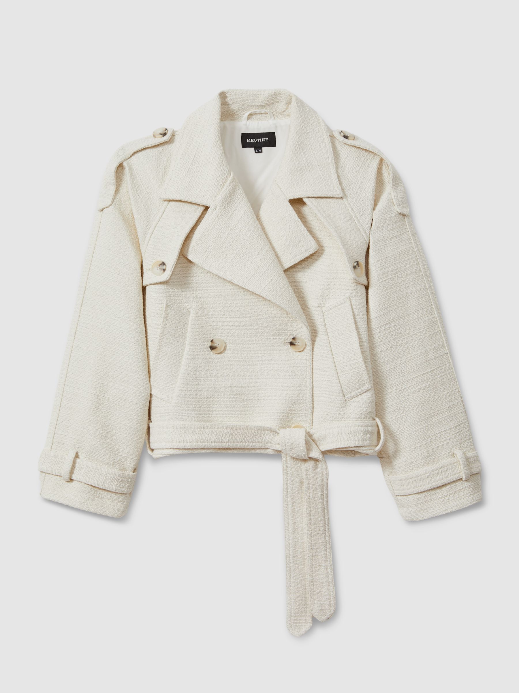 Meotine Cropped Tweed Jacket in Cream - Image 2 of 7