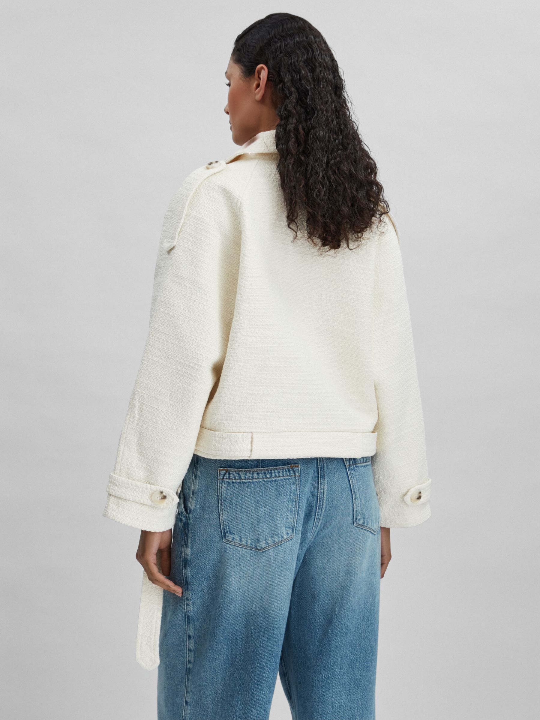 Meotine Cropped Tweed Jacket in Cream - Image 5 of 7