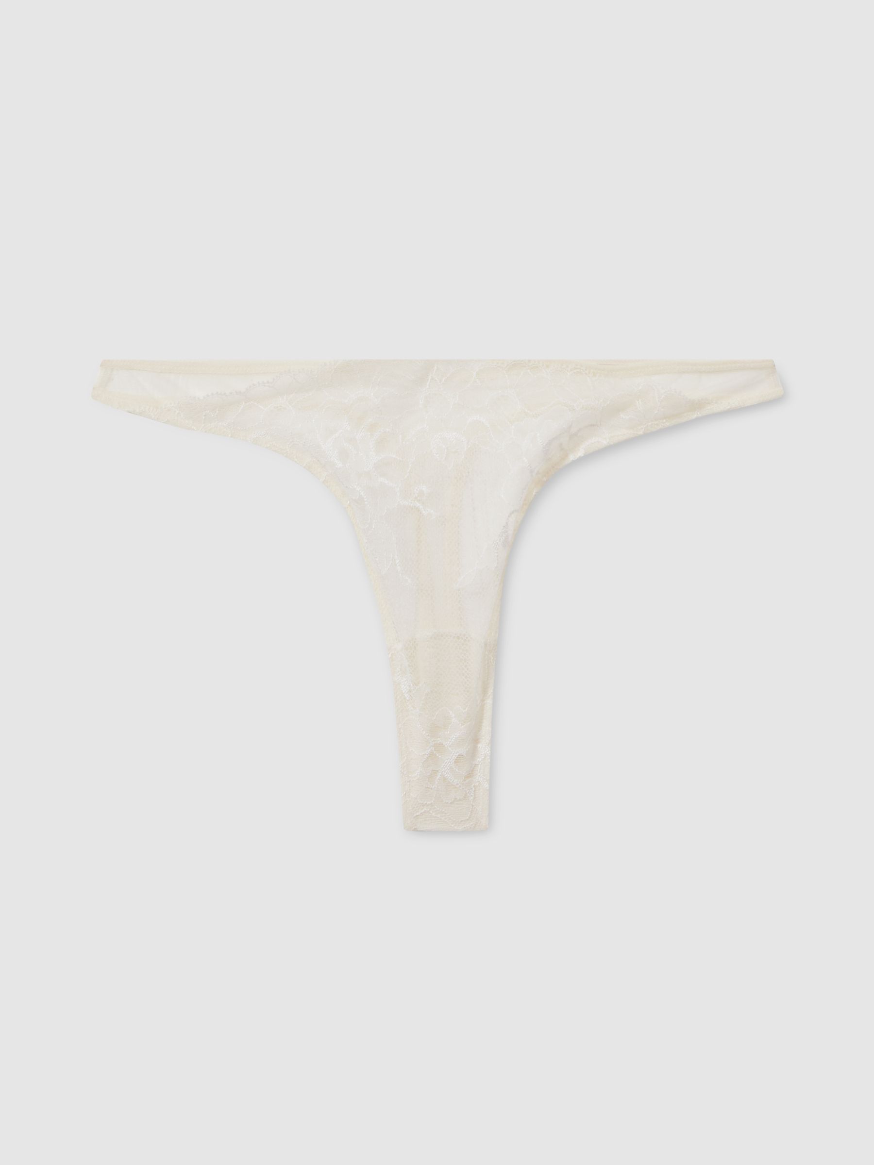 Underwear Embroidered Mesh Thong in Ivory - Image 1 of 2