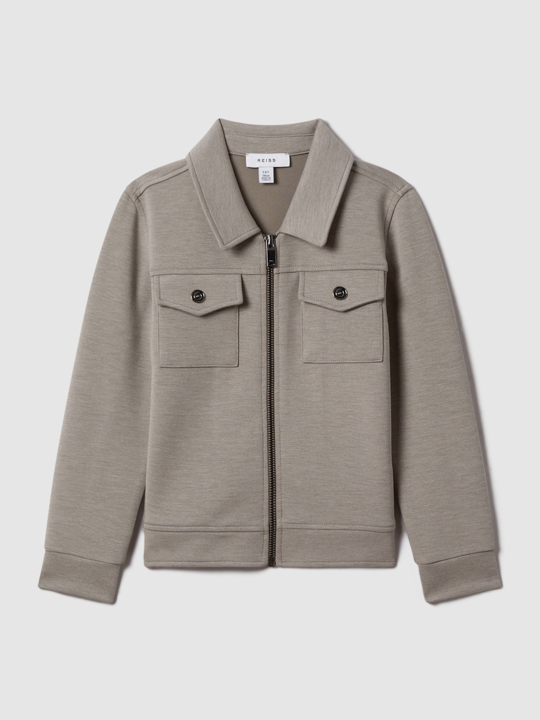 Interlock Jersey Zip-Through Jacket in Taupe - Image 2 of 6