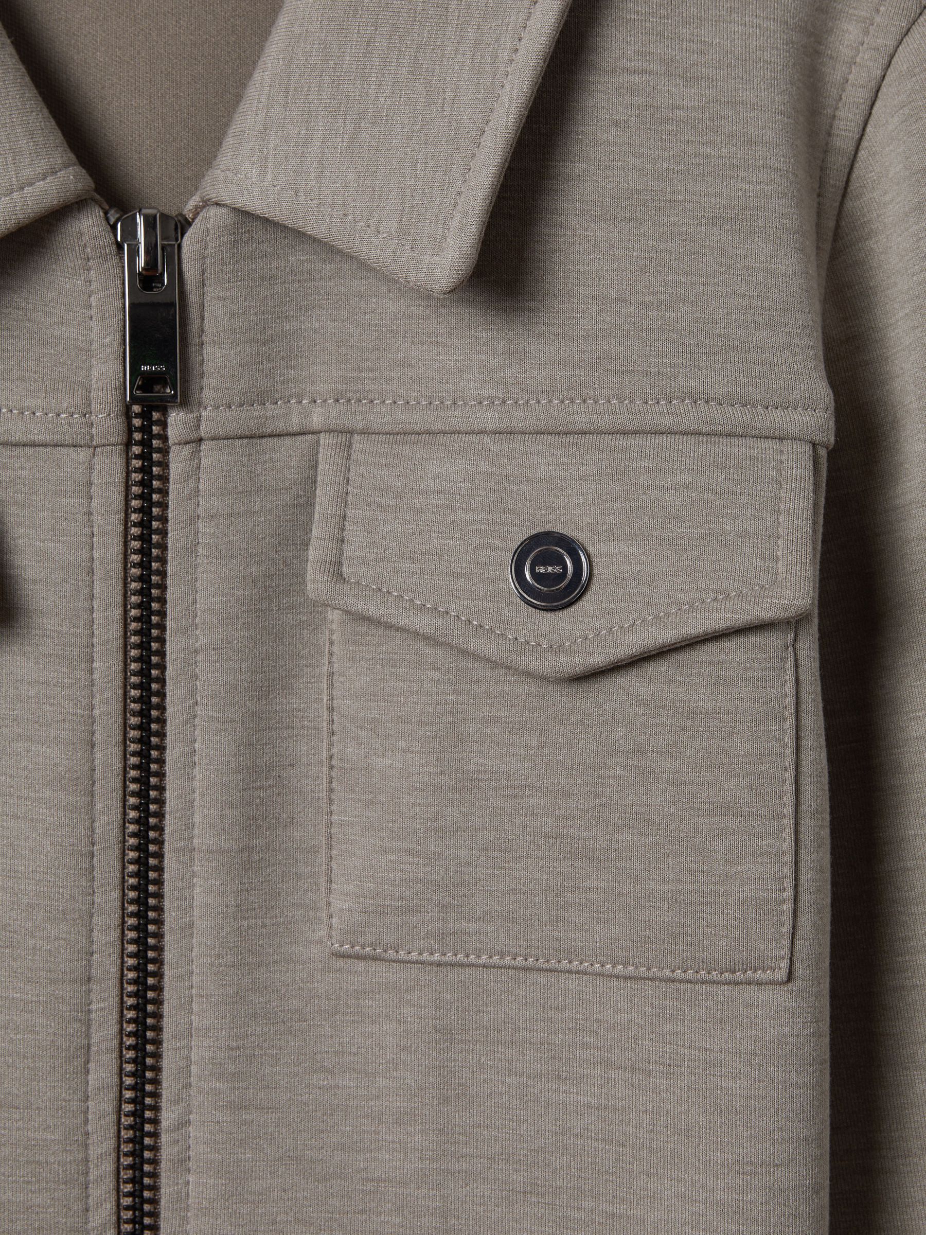 Interlock Jersey Zip-Through Jacket in Taupe - Image 6 of 6